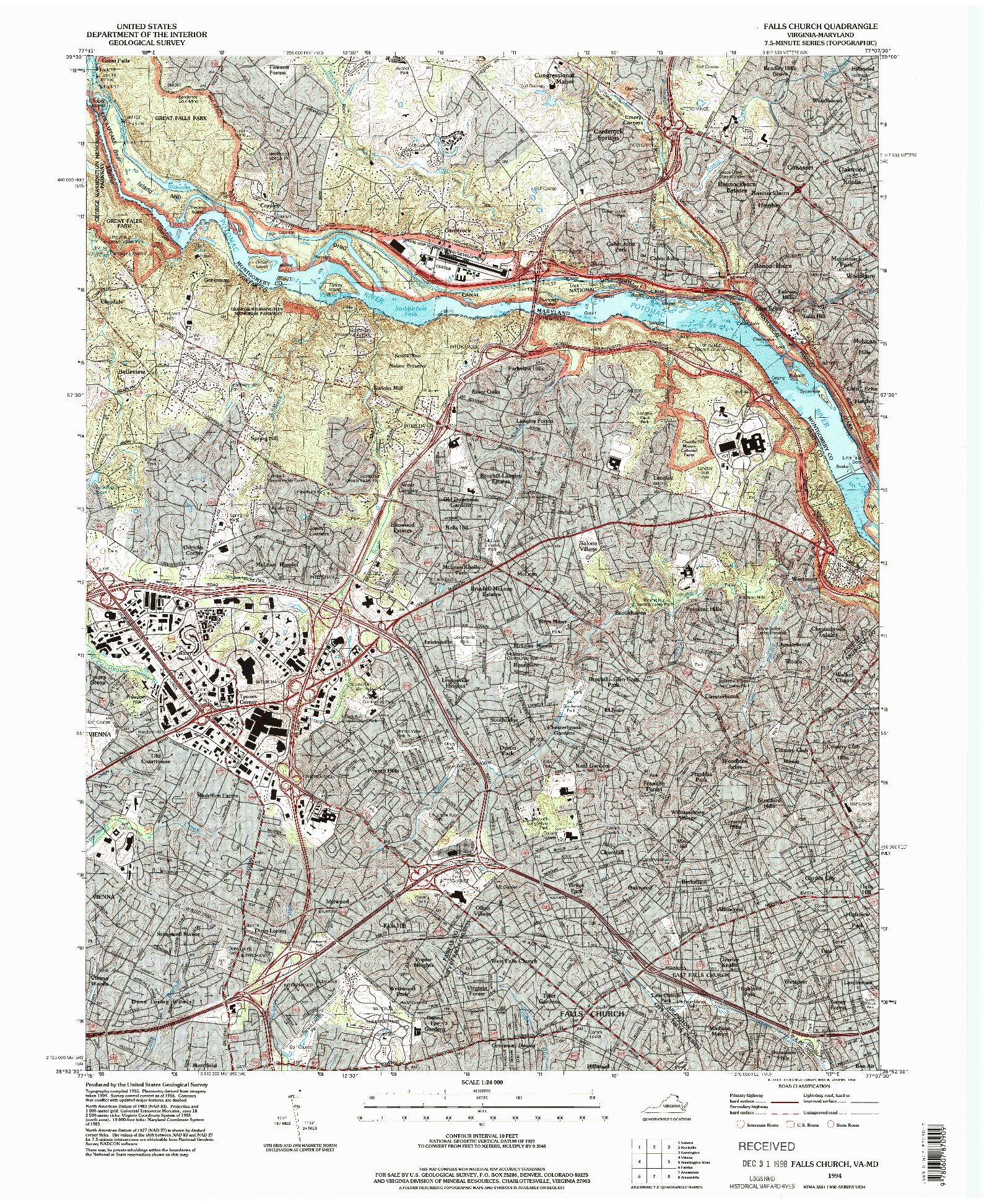 USGS 1:24000-SCALE QUADRANGLE FOR FALLS CHURCH, VA 1994