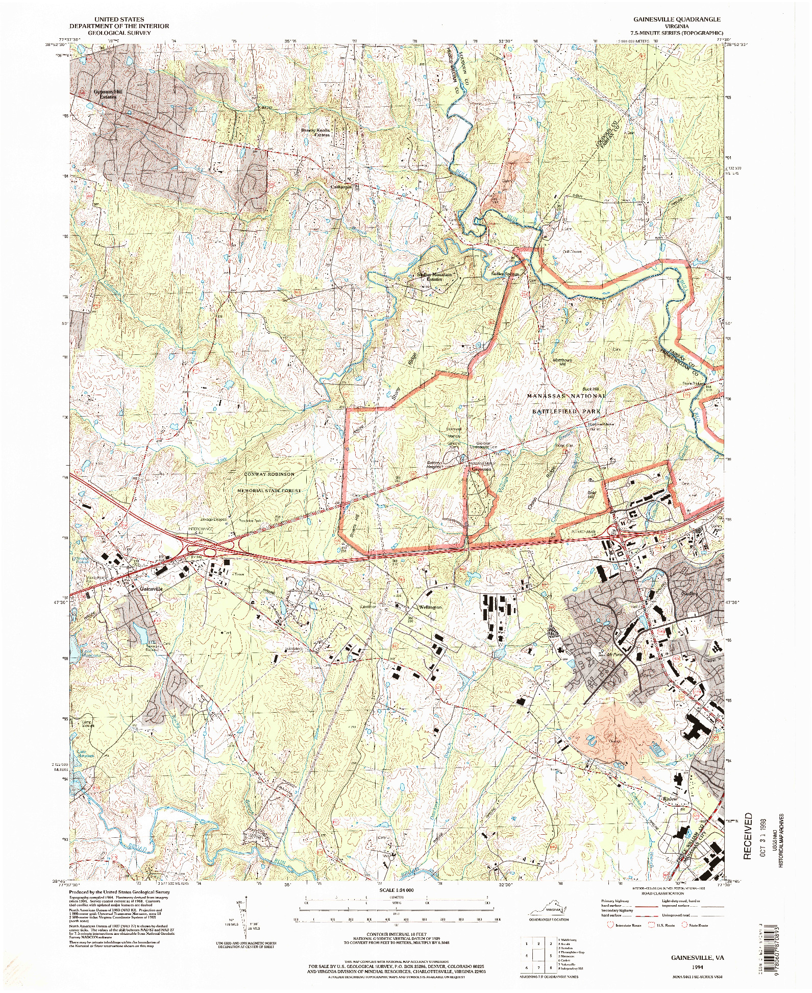 USGS 1:24000-SCALE QUADRANGLE FOR GAINESVILLE, VA 1994