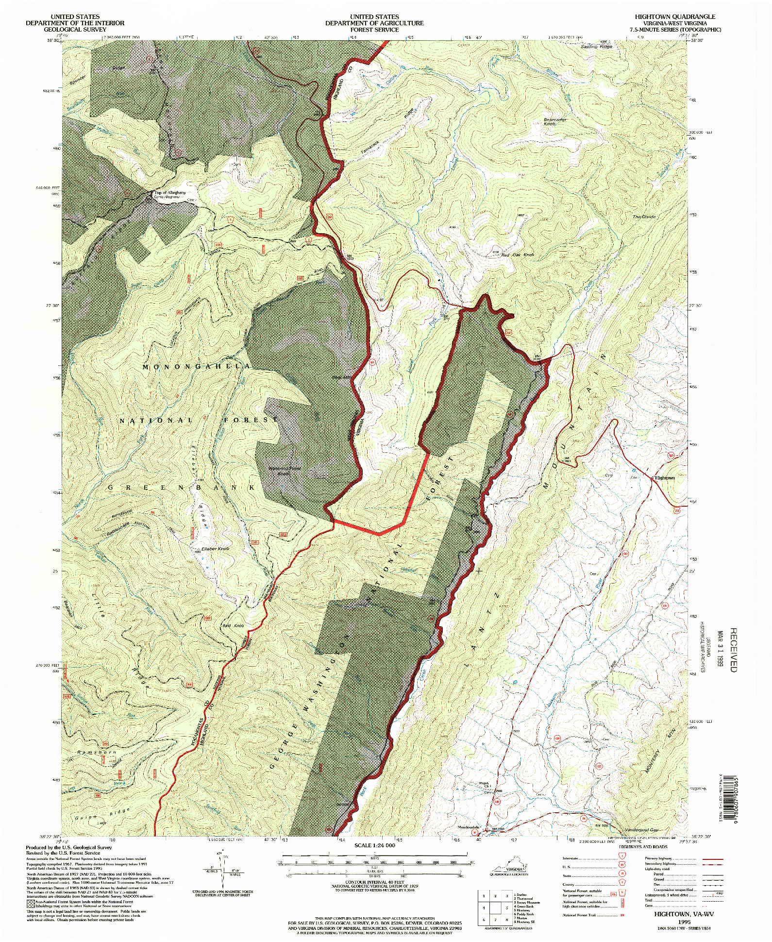 USGS 1:24000-SCALE QUADRANGLE FOR HIGHTOWN, VA 1995