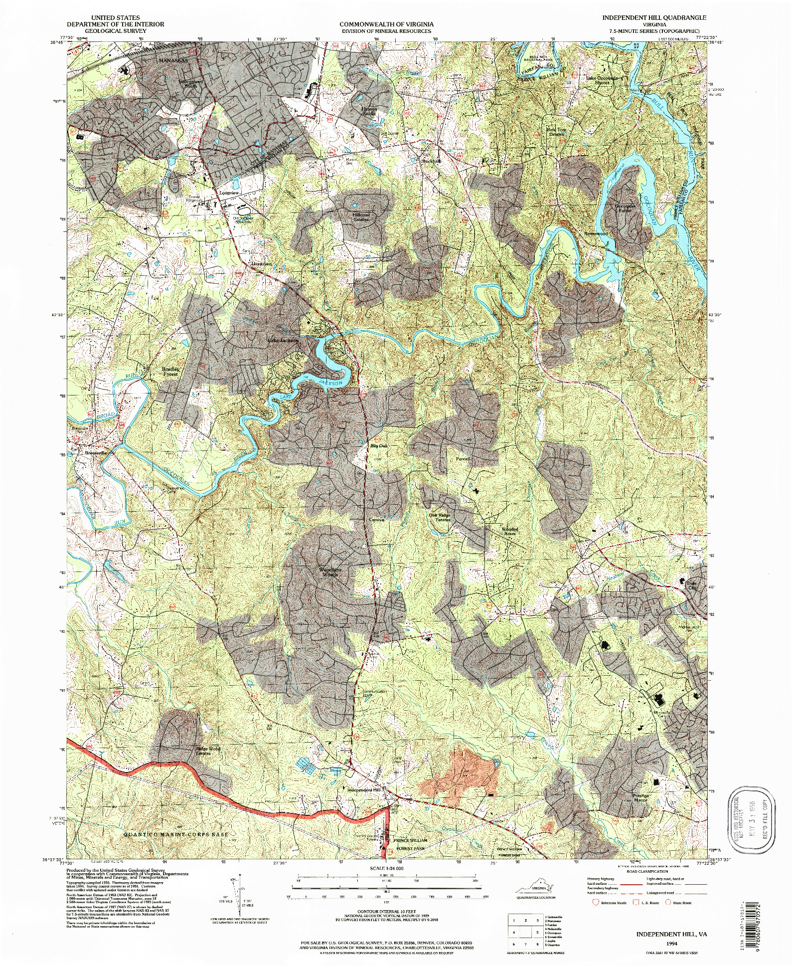 USGS 1:24000-SCALE QUADRANGLE FOR INDEPENDENT HILL, VA 1994