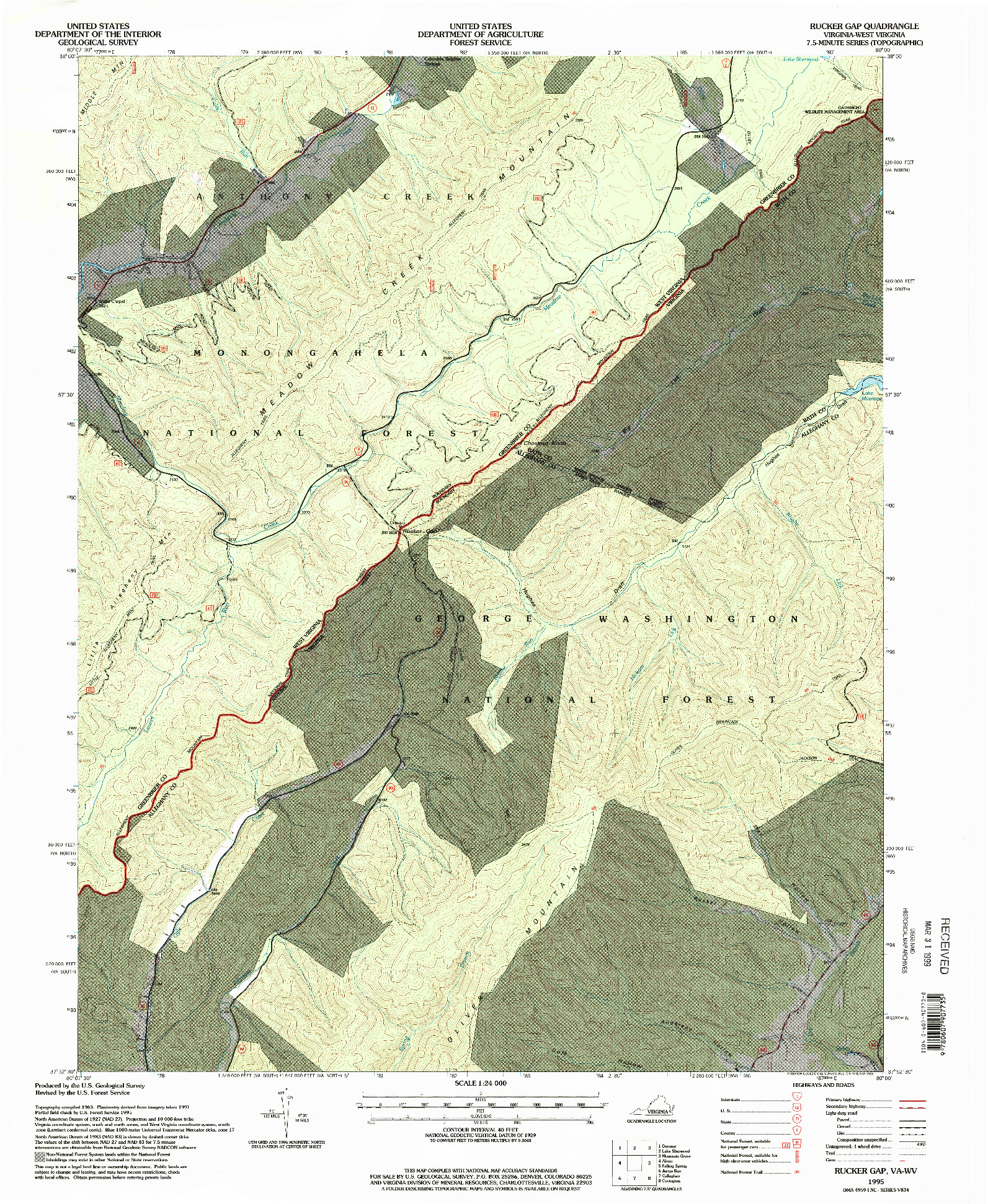 USGS 1:24000-SCALE QUADRANGLE FOR RUCKER GAP, VA 1995