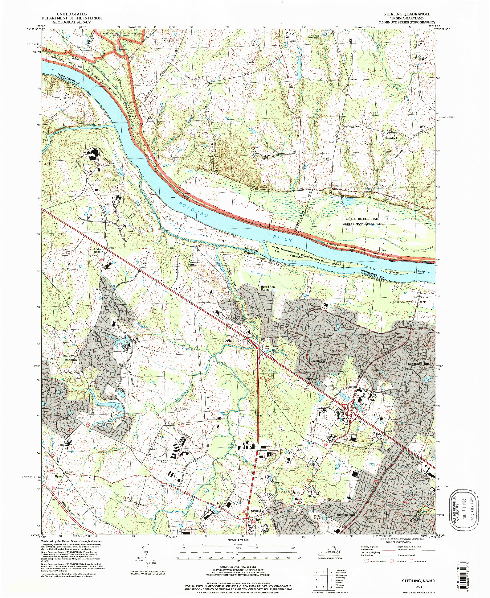 USGS 1:24000-SCALE QUADRANGLE FOR STERLING, VA 1994