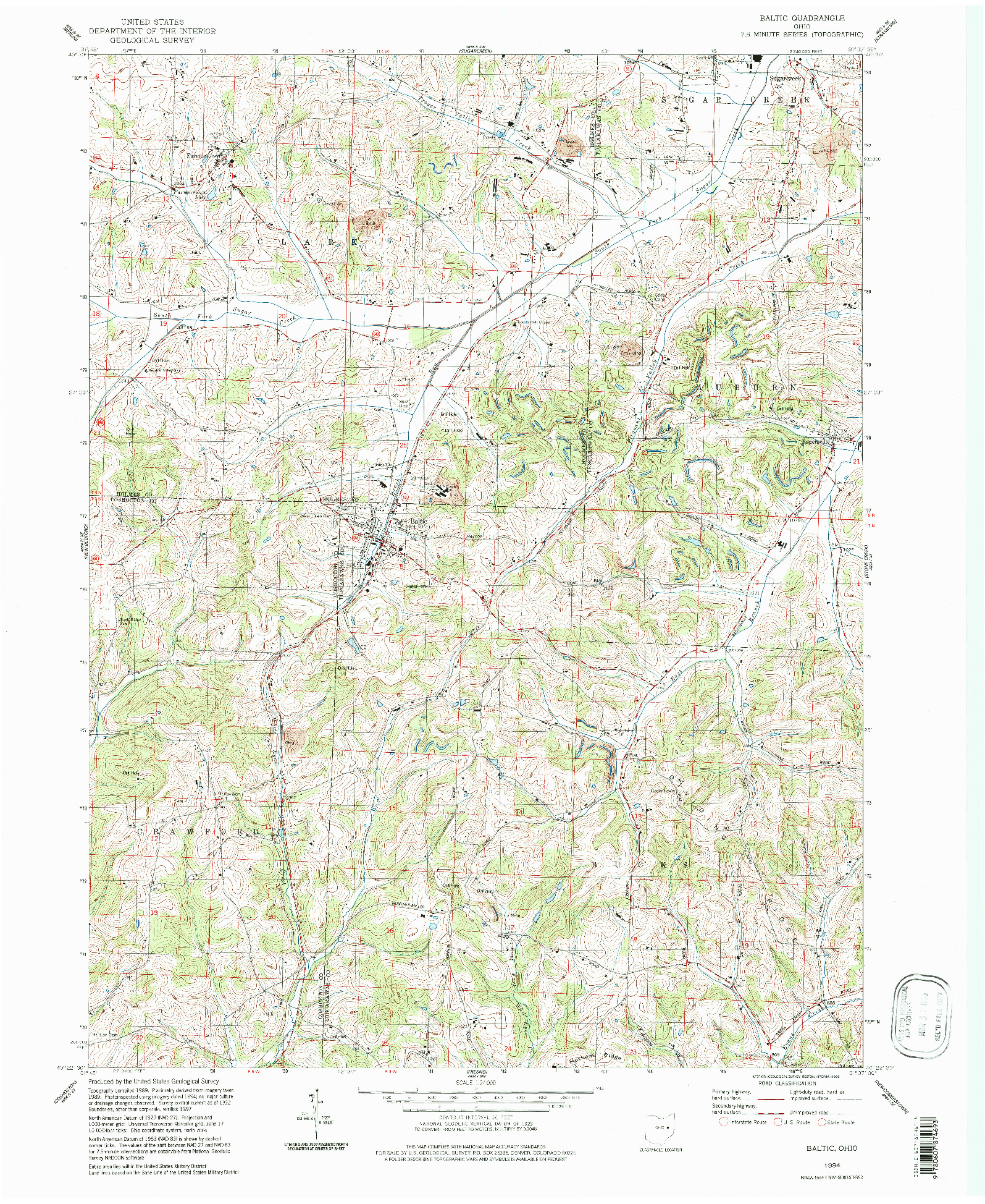 USGS 1:24000-SCALE QUADRANGLE FOR BALTIC, OH 1994