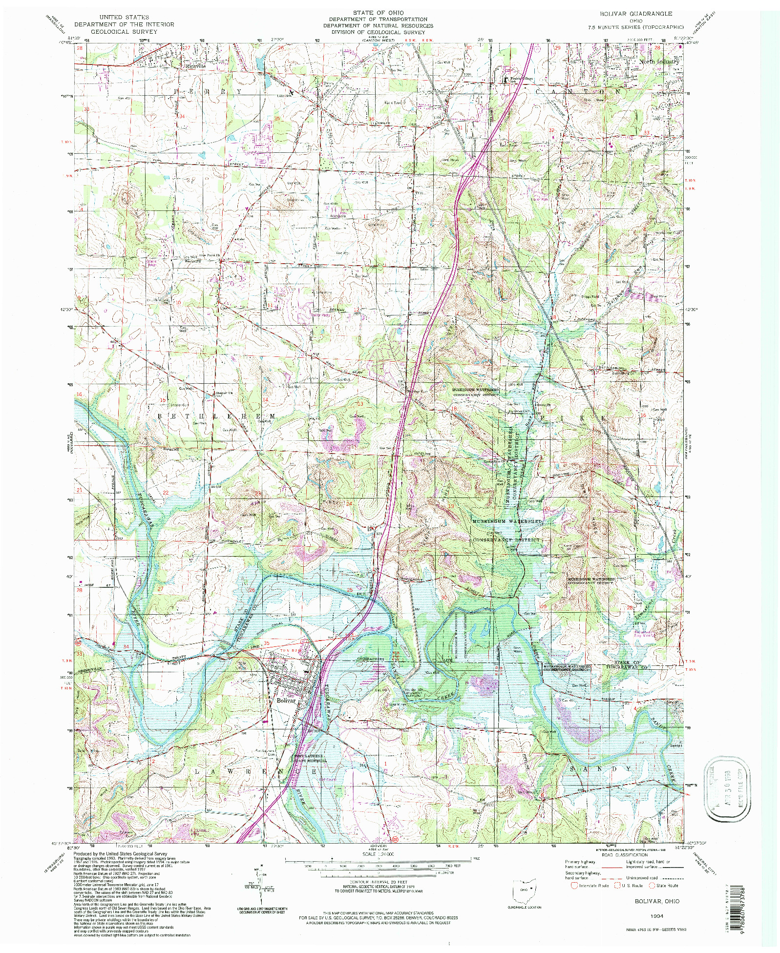 USGS 1:24000-SCALE QUADRANGLE FOR BOLIVAR, OH 1994