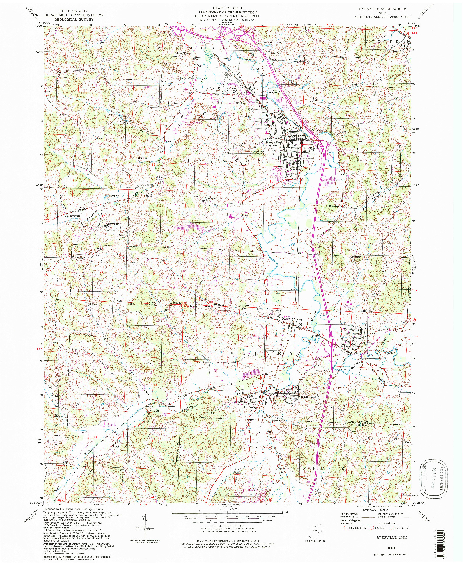 USGS 1:24000-SCALE QUADRANGLE FOR BYESVILLE, OH 1994