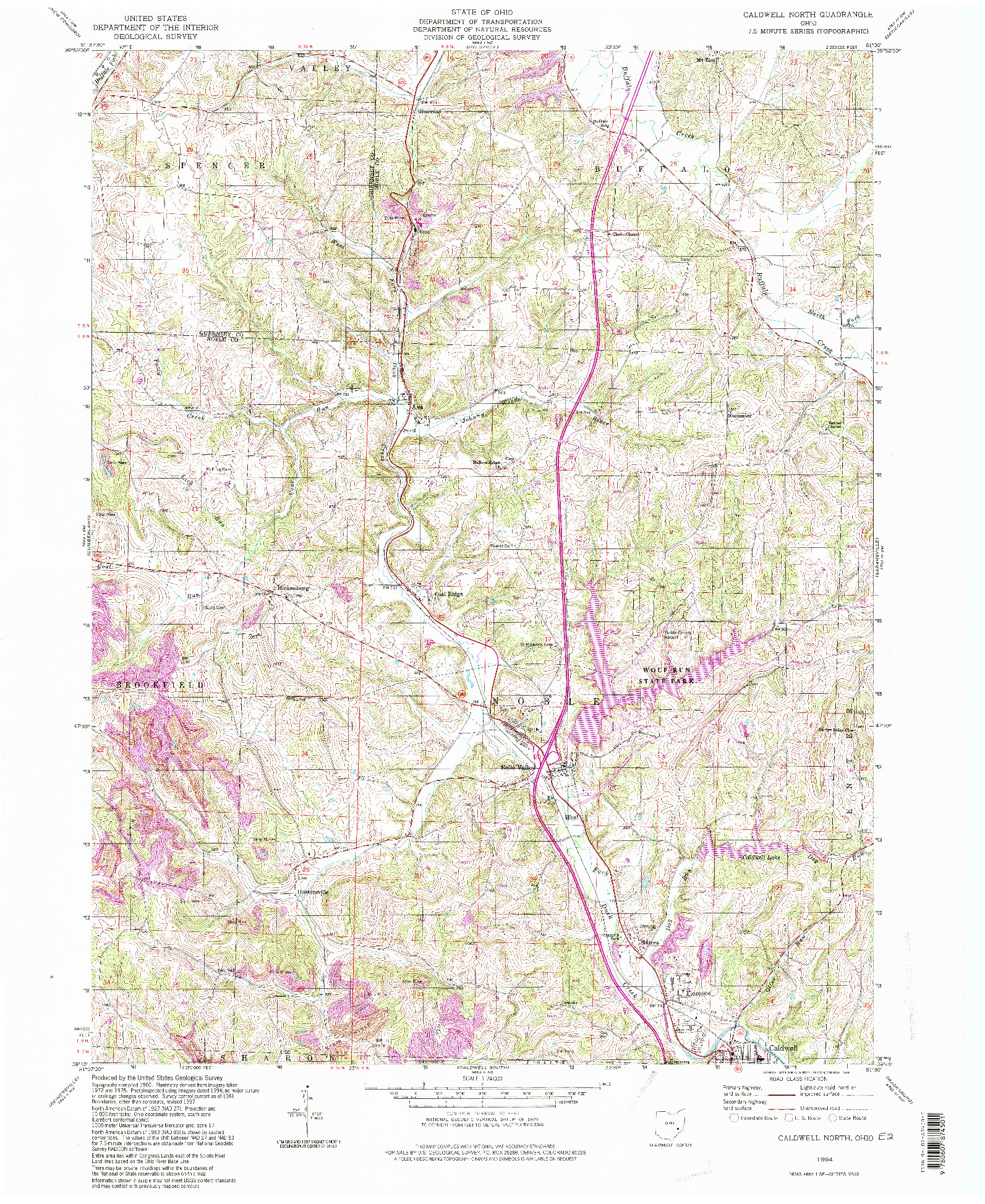 USGS 1:24000-SCALE QUADRANGLE FOR CALDWELL NORTH, OH 1994