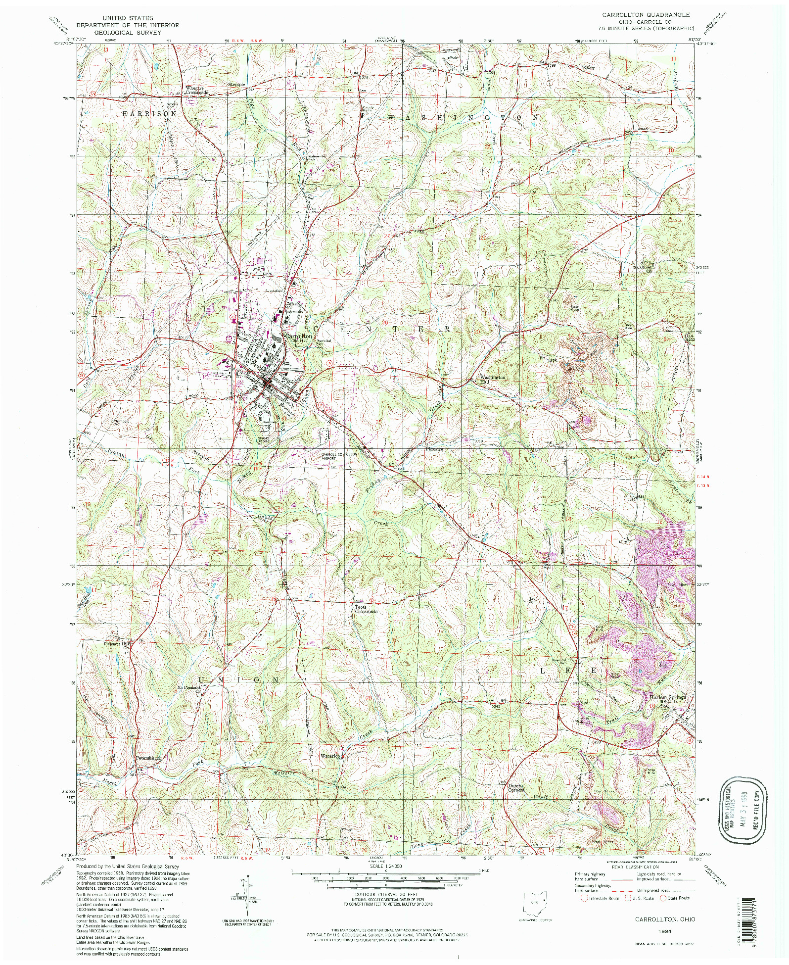 USGS 1:24000-SCALE QUADRANGLE FOR CARROLLTON, OH 1994