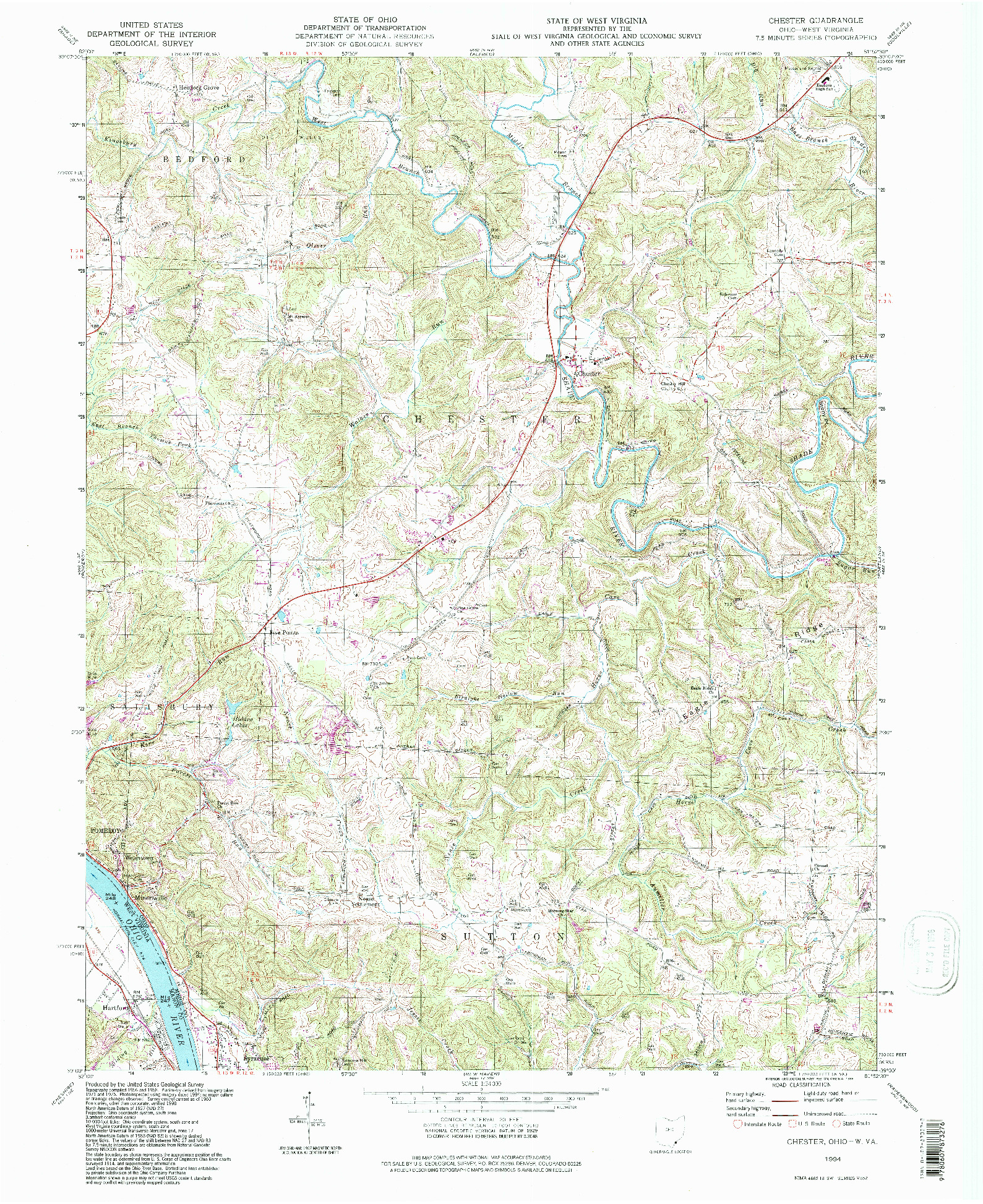 USGS 1:24000-SCALE QUADRANGLE FOR CHESTER, OH 1994