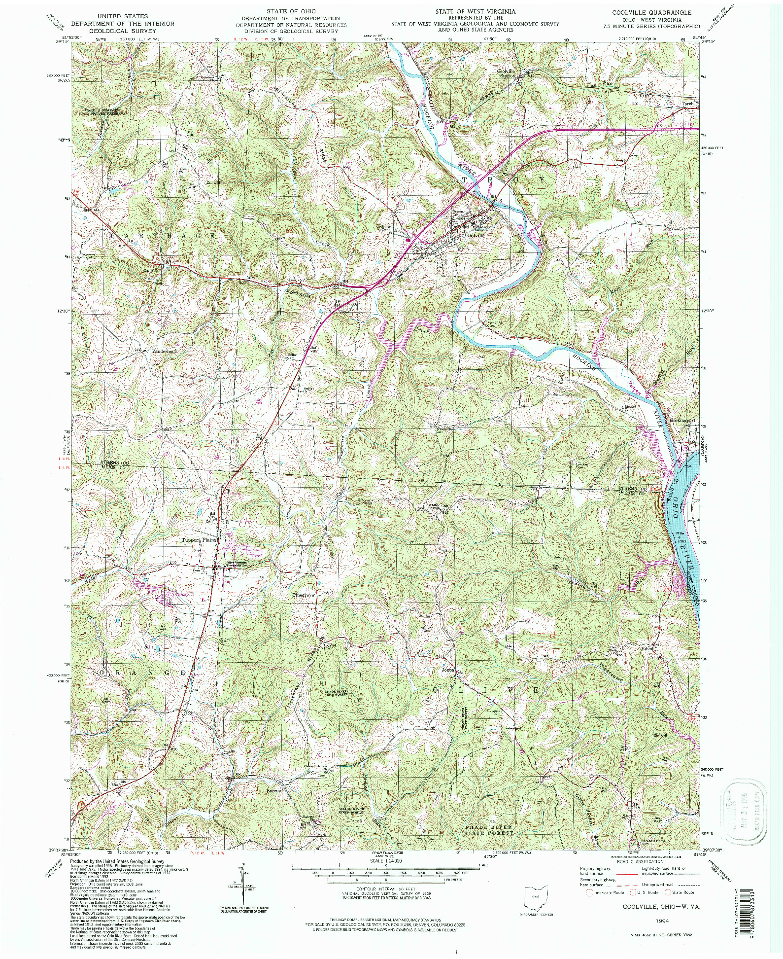USGS 1:24000-SCALE QUADRANGLE FOR COOLVILLE, OH 1994