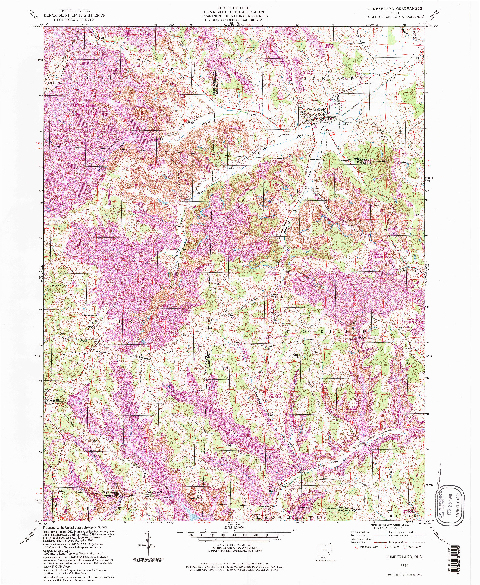 USGS 1:24000-SCALE QUADRANGLE FOR CUMBERLAND, OH 1994