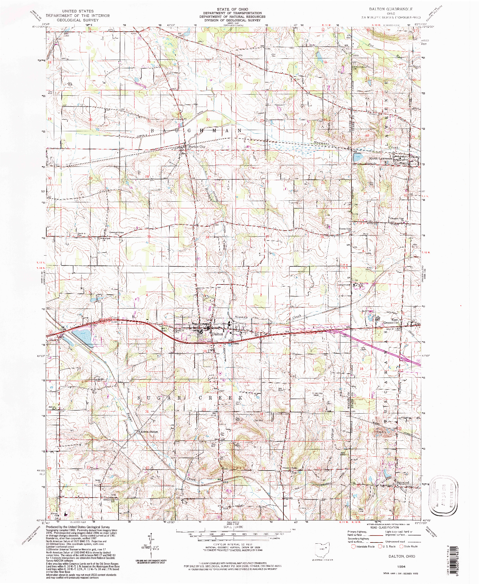 USGS 1:24000-SCALE QUADRANGLE FOR DALTON, OH 1994