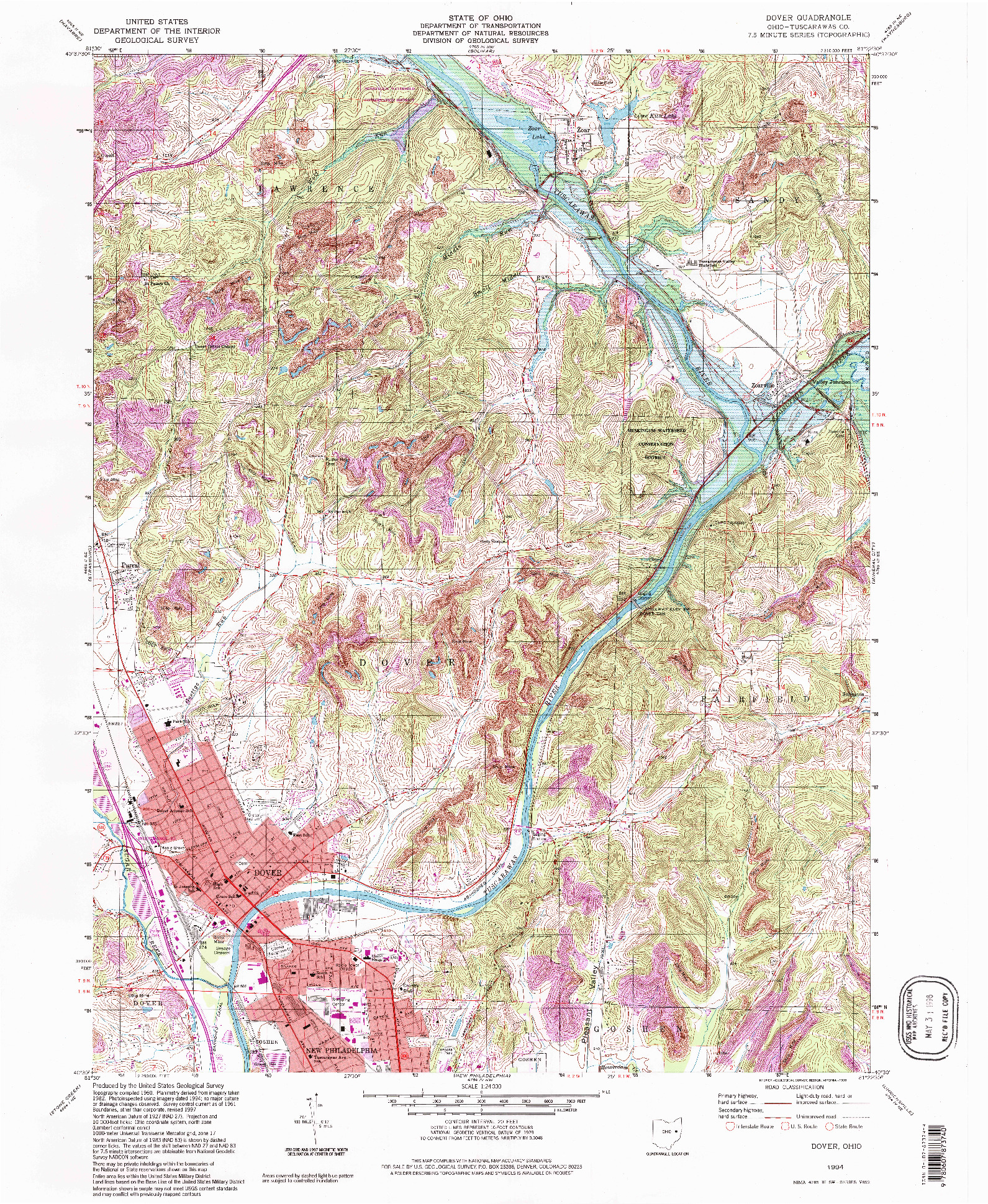 USGS 1:24000-SCALE QUADRANGLE FOR DOVER, OH 1994