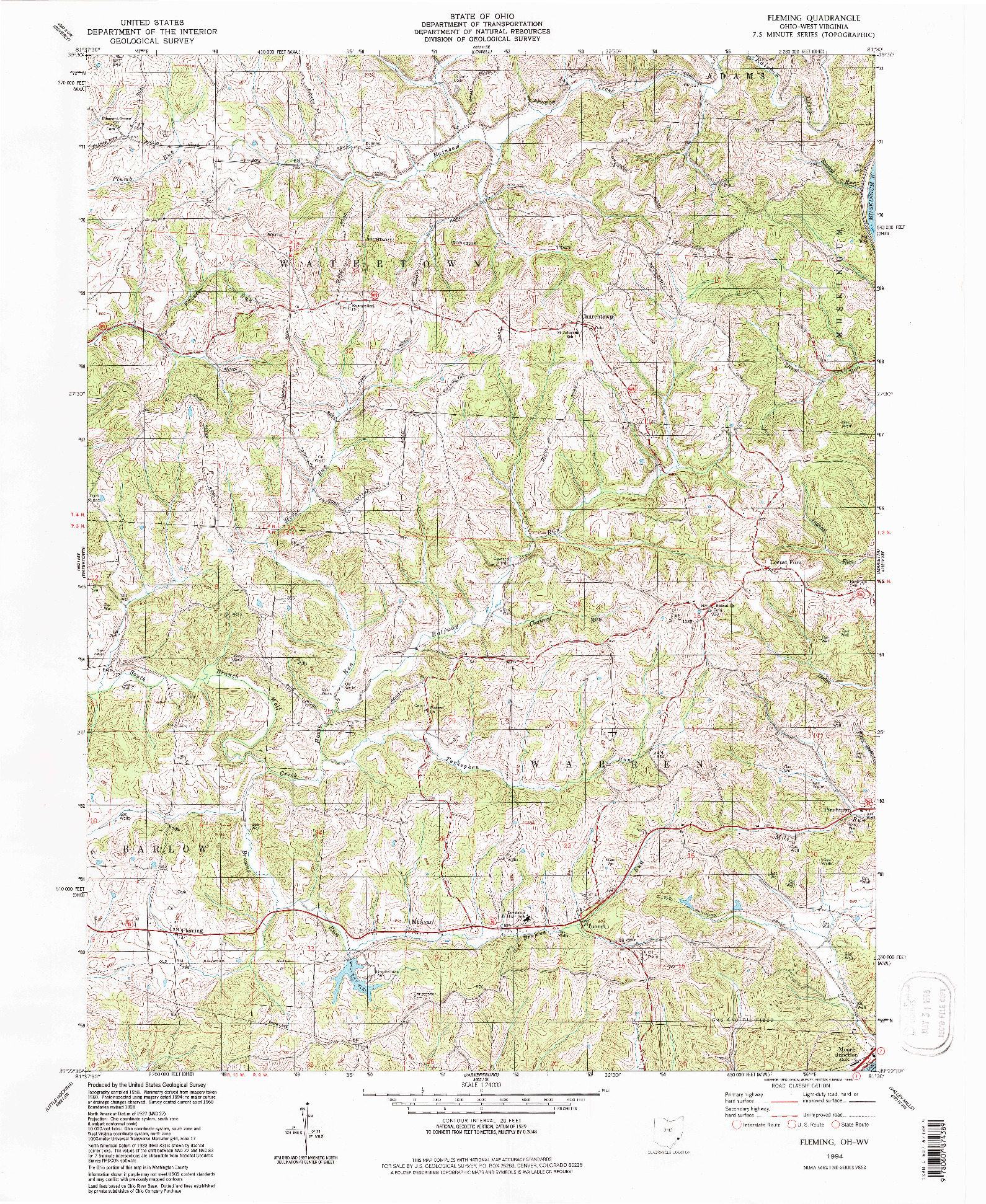 USGS 1:24000-SCALE QUADRANGLE FOR FLEMING, OH 1994