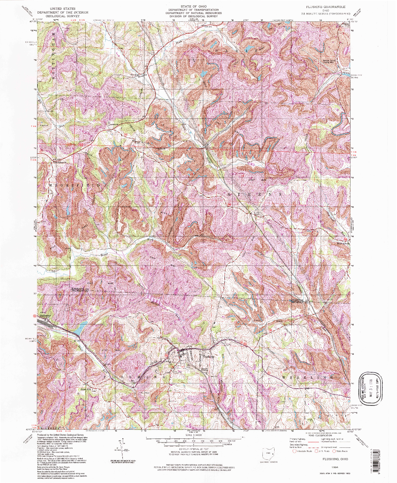 USGS 1:24000-SCALE QUADRANGLE FOR FLUSHING, OH 1994