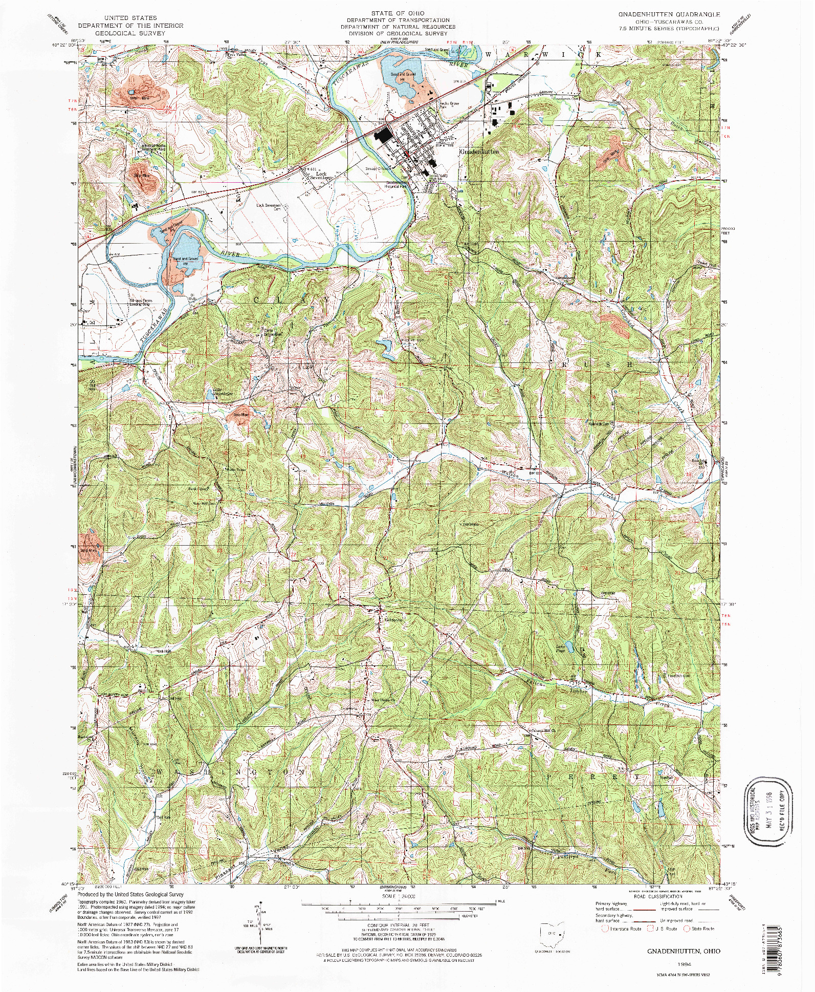USGS 1:24000-SCALE QUADRANGLE FOR GNADENHUTTEN, OH 1994