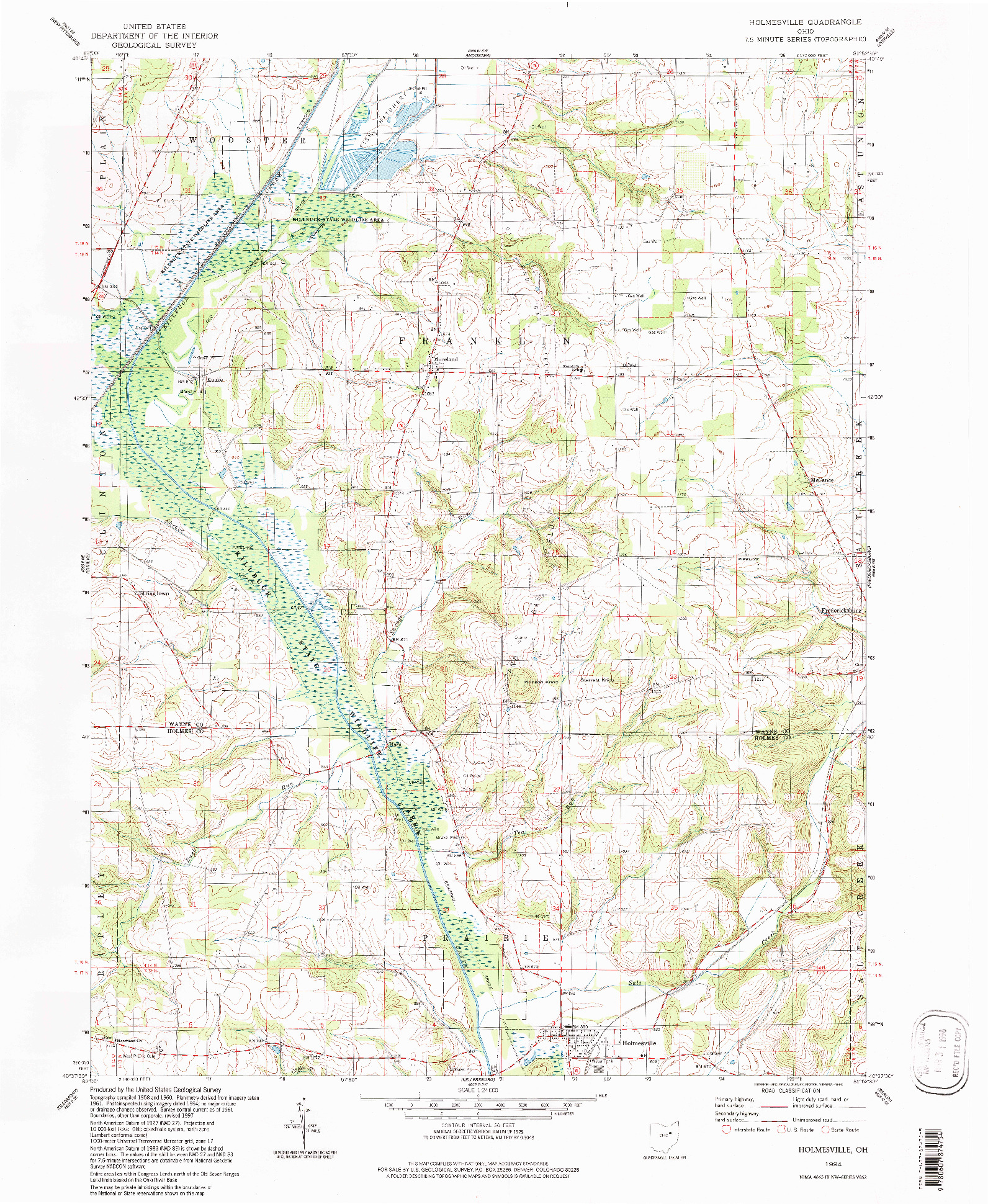 USGS 1:24000-SCALE QUADRANGLE FOR HOLMESVILLE, OH 1994