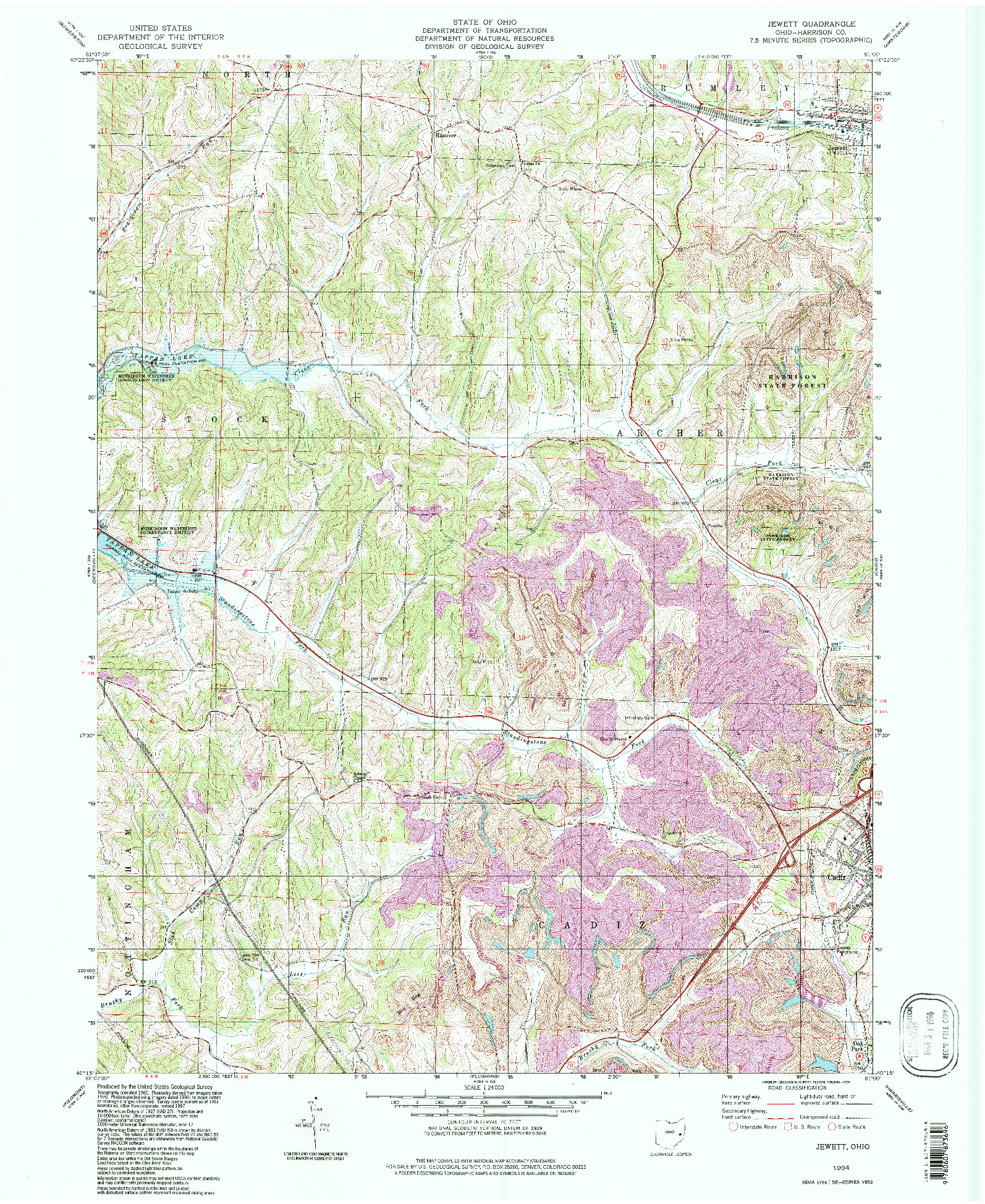 USGS 1:24000-SCALE QUADRANGLE FOR JEWETT, OH 1994