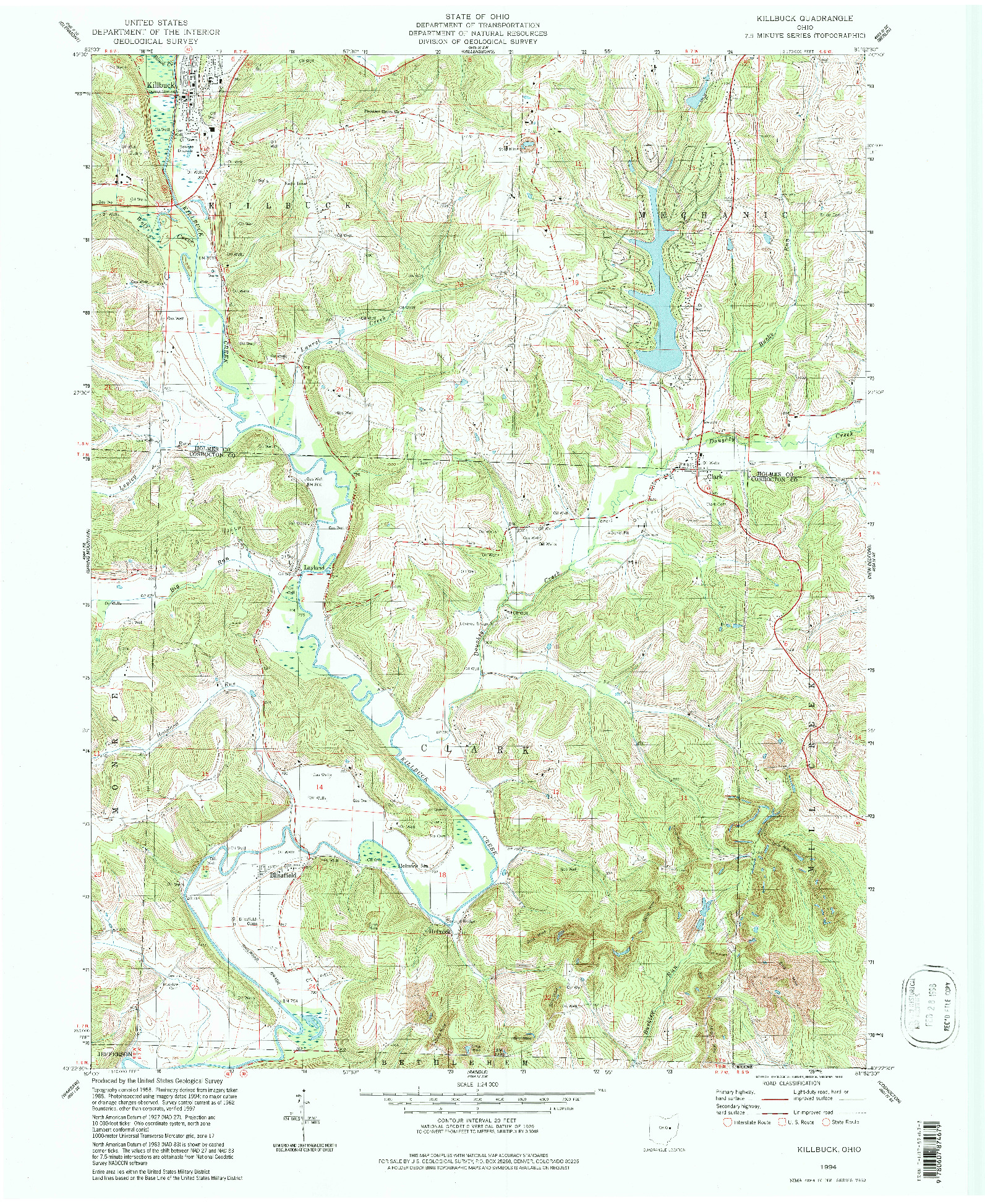USGS 1:24000-SCALE QUADRANGLE FOR KILLBUCK, OH 1994