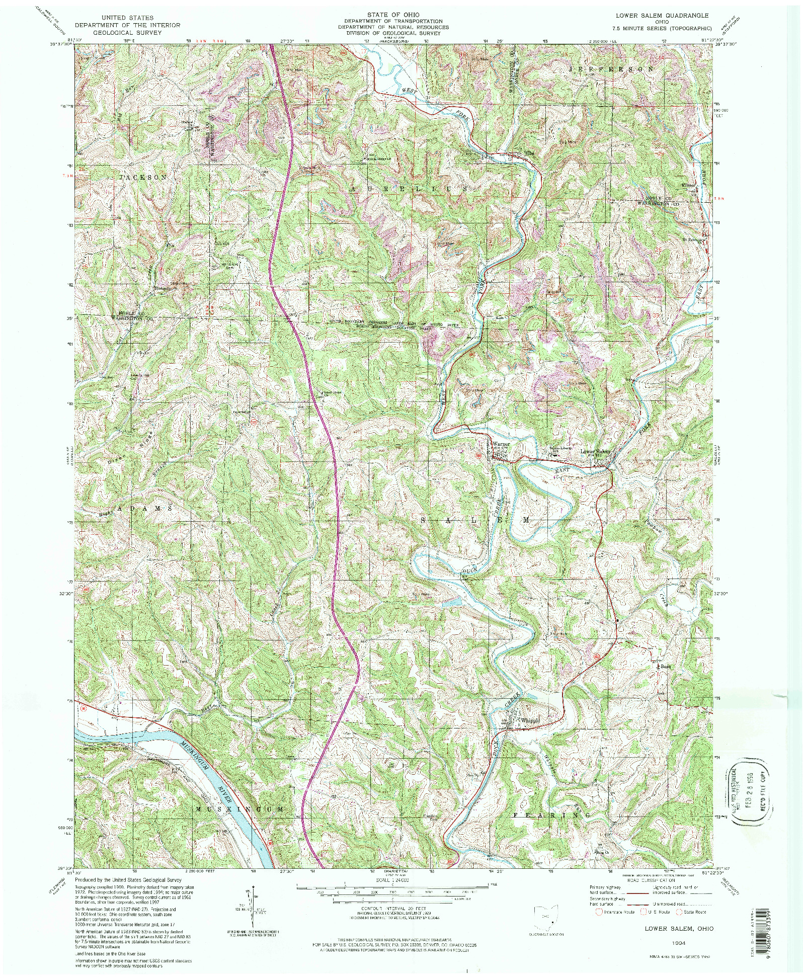 USGS 1:24000-SCALE QUADRANGLE FOR LOWER SALEM, OH 1994