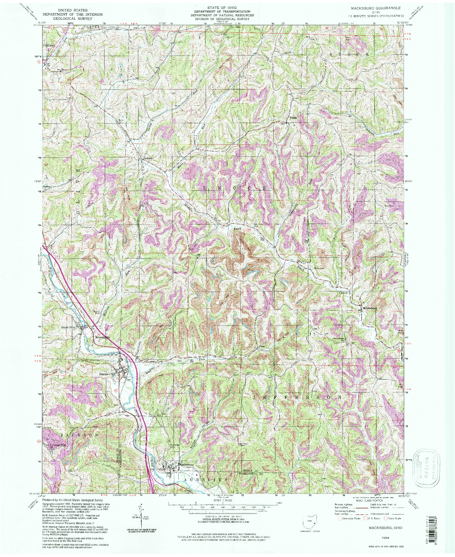 USGS 1:24000-SCALE QUADRANGLE FOR MACKSBURG, OH 1994