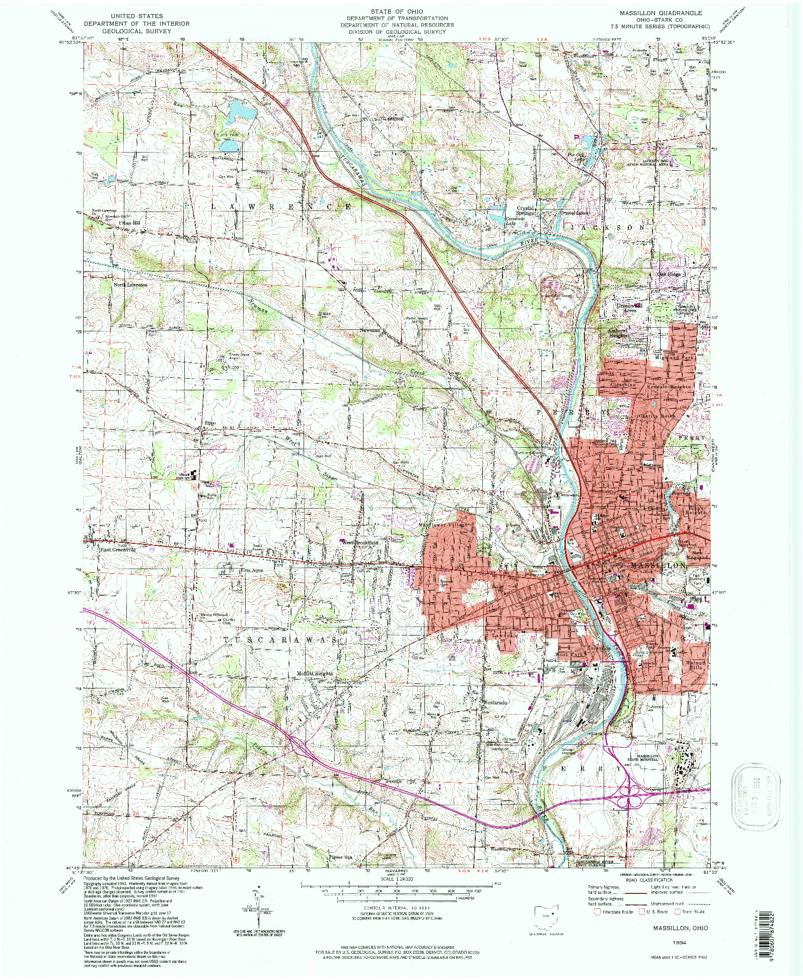 USGS 1:24000-SCALE QUADRANGLE FOR MASSILLON, OH 1994