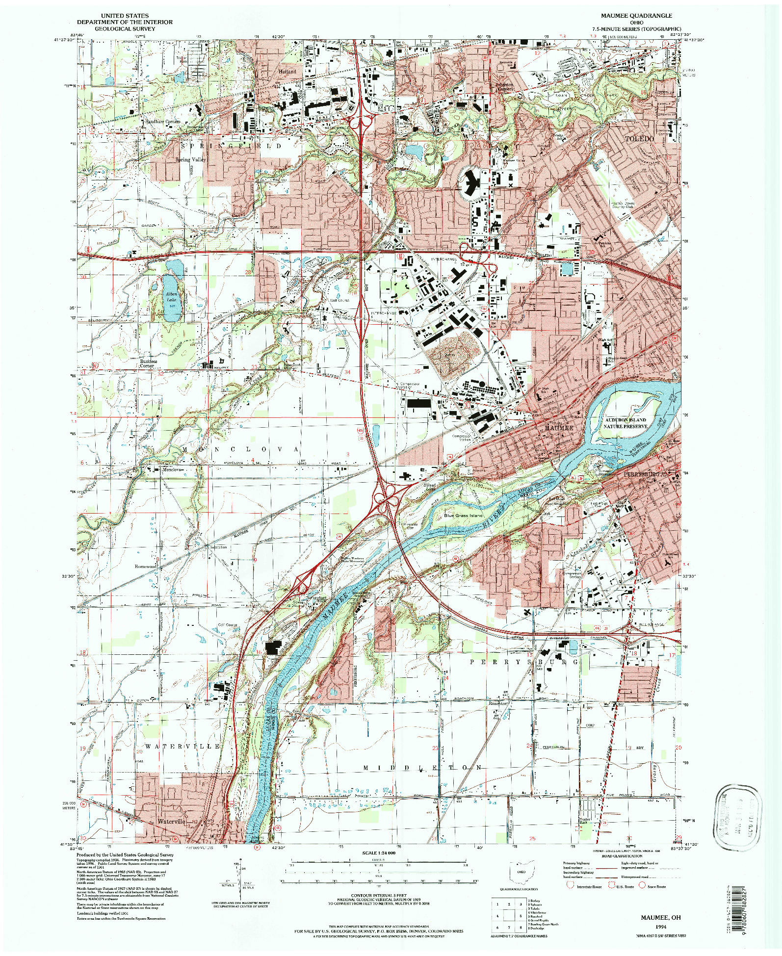 USGS 1:24000-SCALE QUADRANGLE FOR MAUMEE, OH 1994