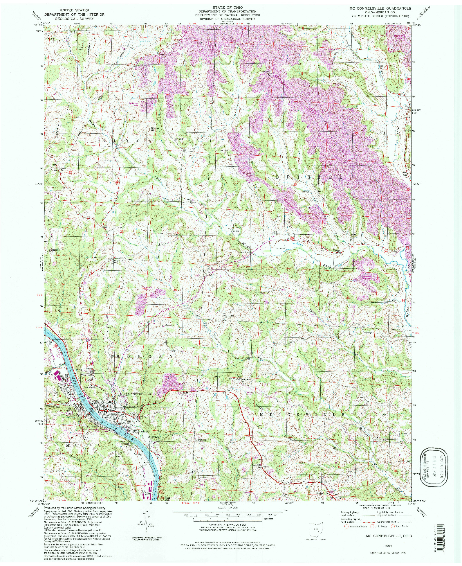 USGS 1:24000-SCALE QUADRANGLE FOR MC CONNELSVILLE, OH 1994