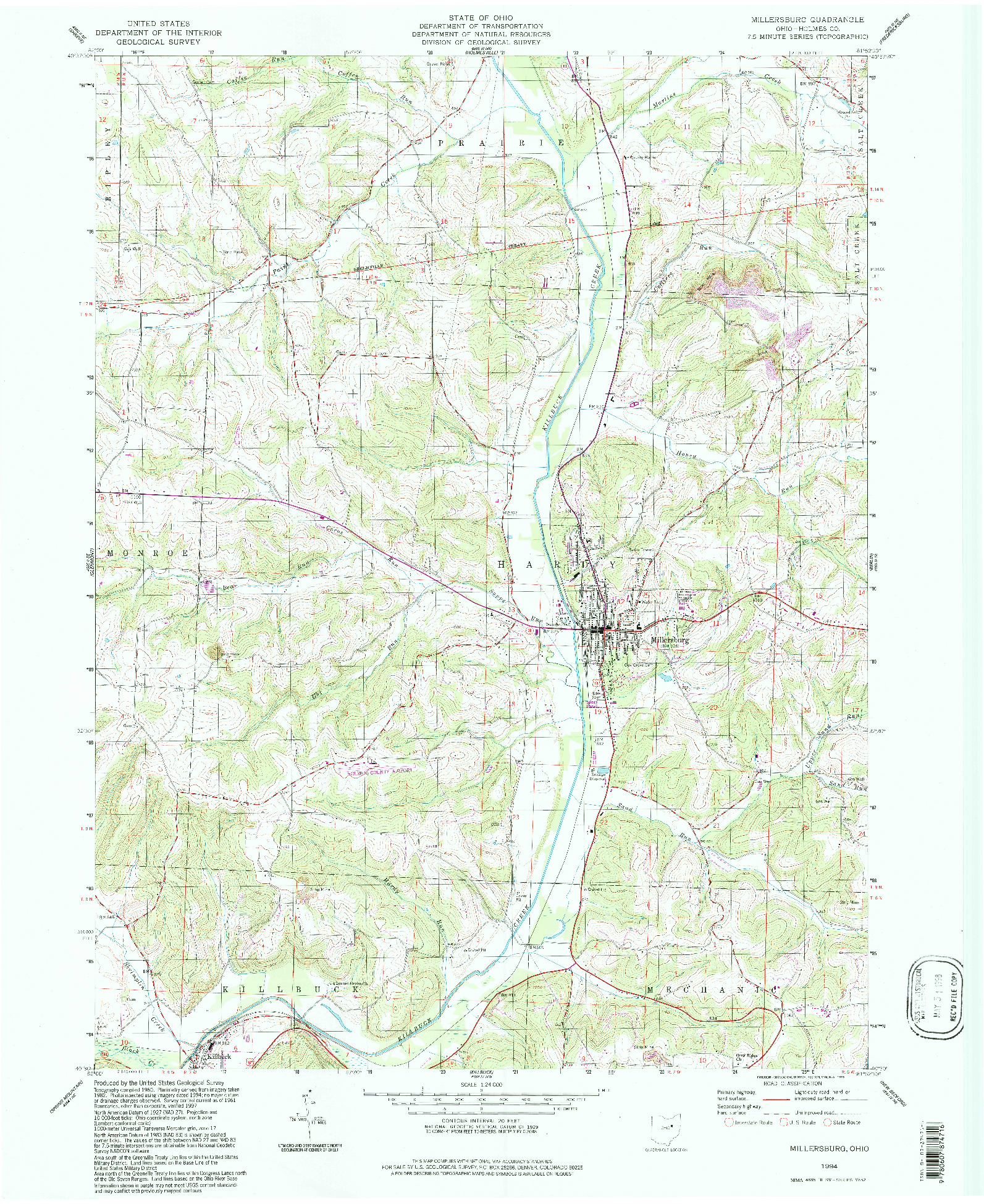 USGS 1:24000-SCALE QUADRANGLE FOR MILLERSBURG, OH 1994