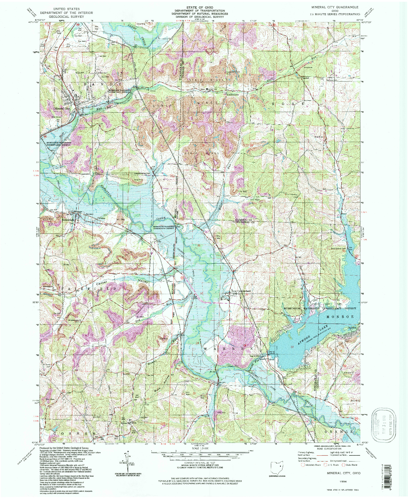 USGS 1:24000-SCALE QUADRANGLE FOR MINERAL CITY, OH 1994