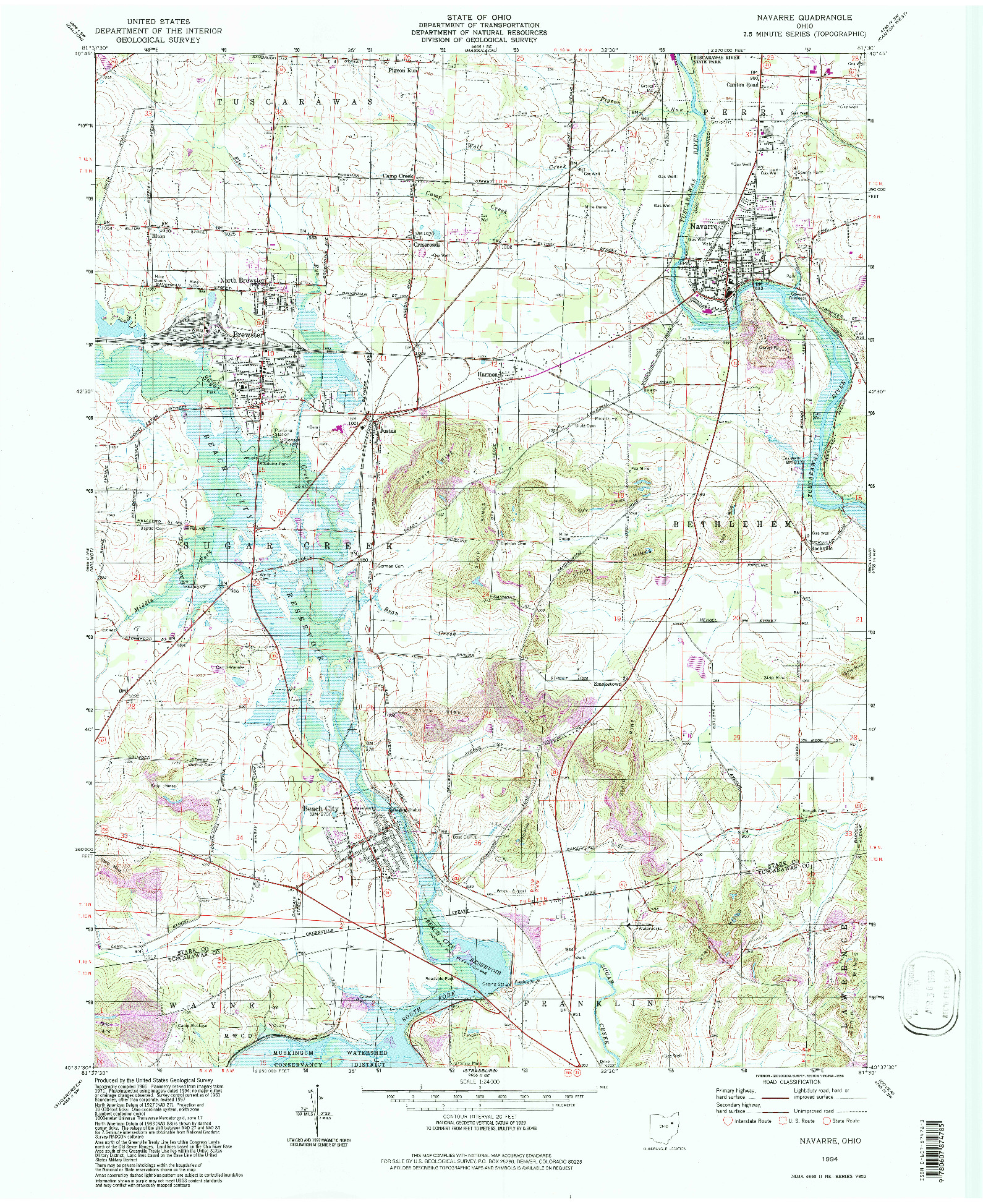 USGS 1:24000-SCALE QUADRANGLE FOR NAVARRE, OH 1994