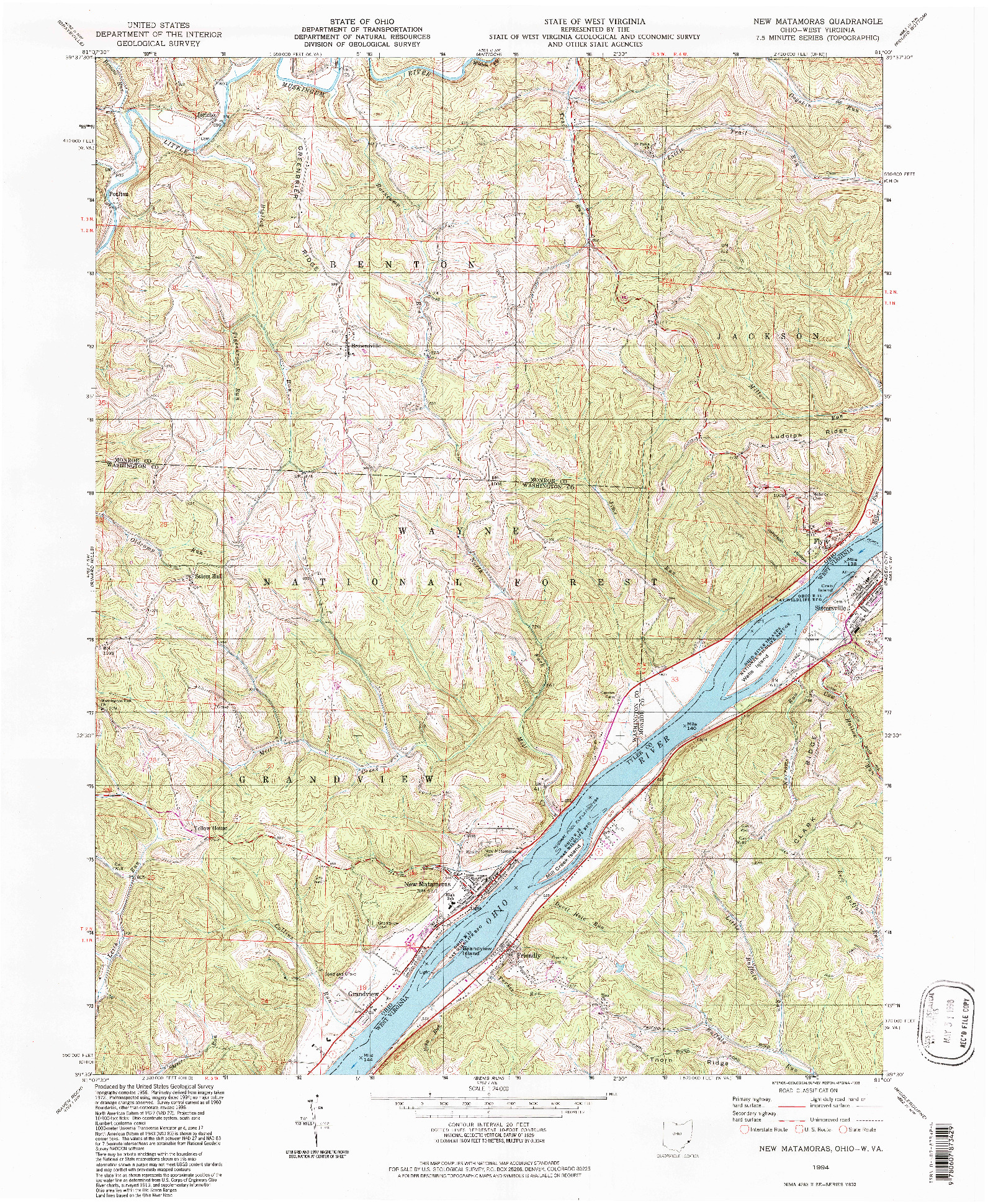 USGS 1:24000-SCALE QUADRANGLE FOR NEW MATAMORAS, OH 1994