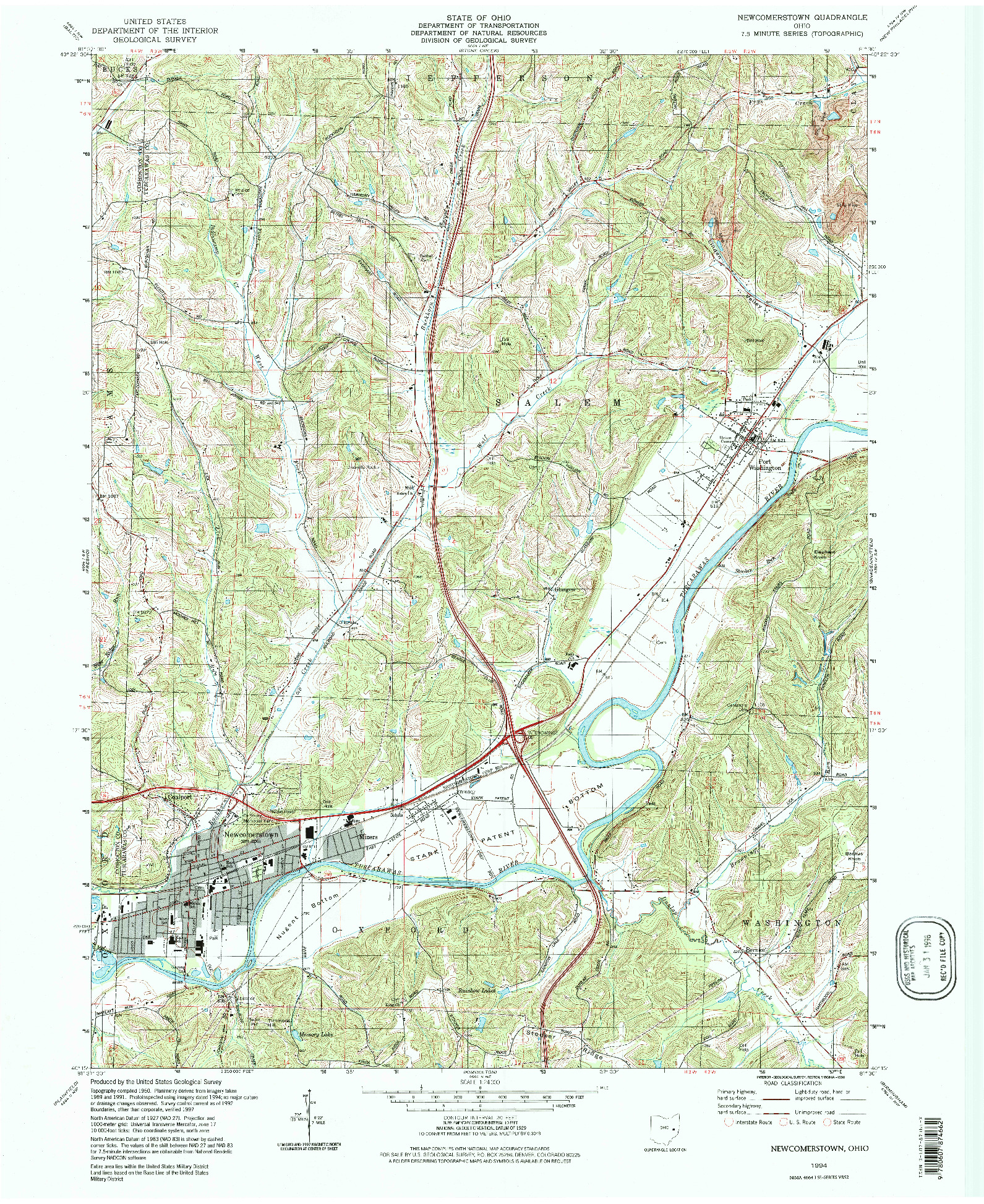 USGS 1:24000-SCALE QUADRANGLE FOR NEWCOMERSTOWN, OH 1994
