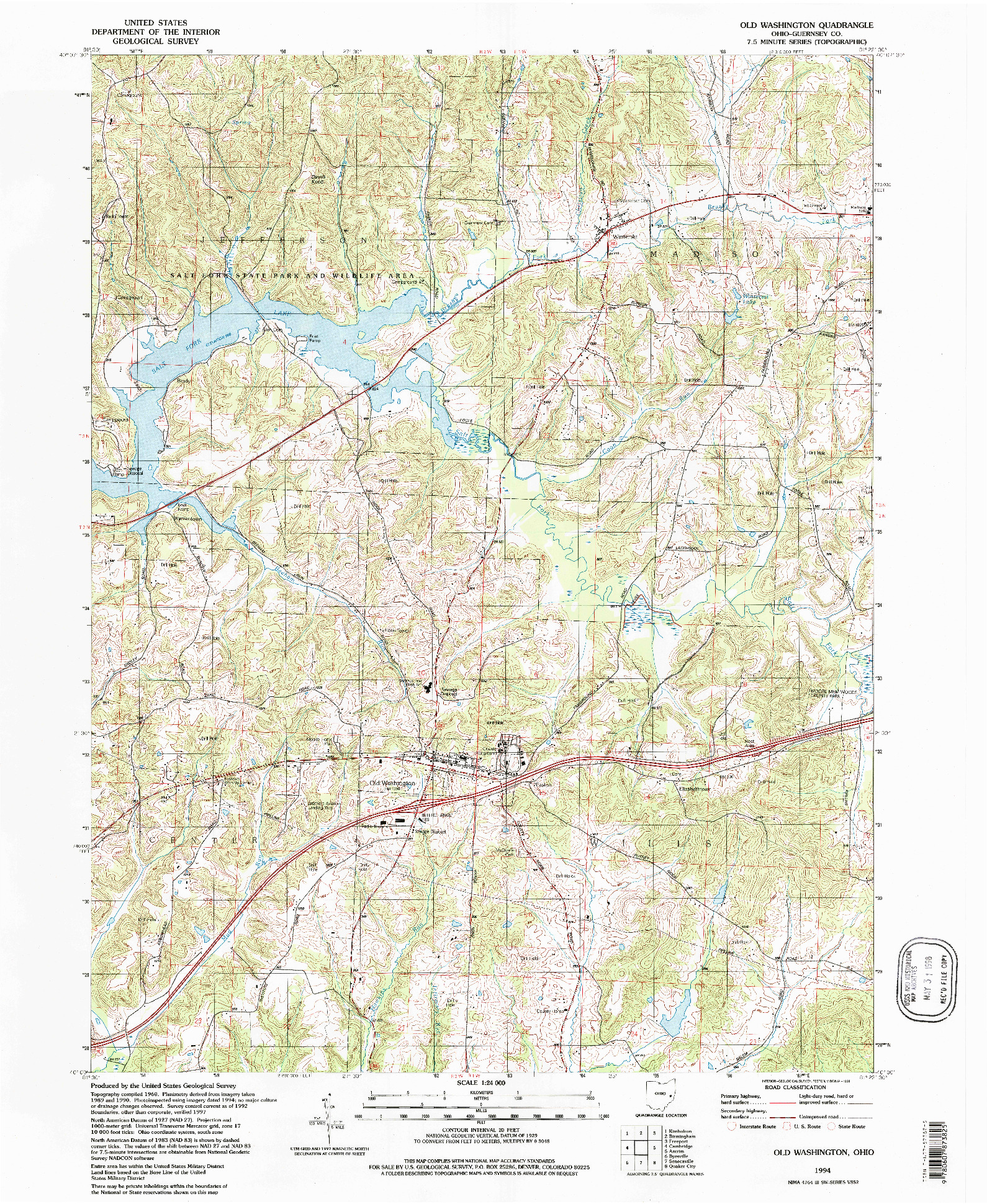 USGS 1:24000-SCALE QUADRANGLE FOR OLD WASHINGTON, OH 1994