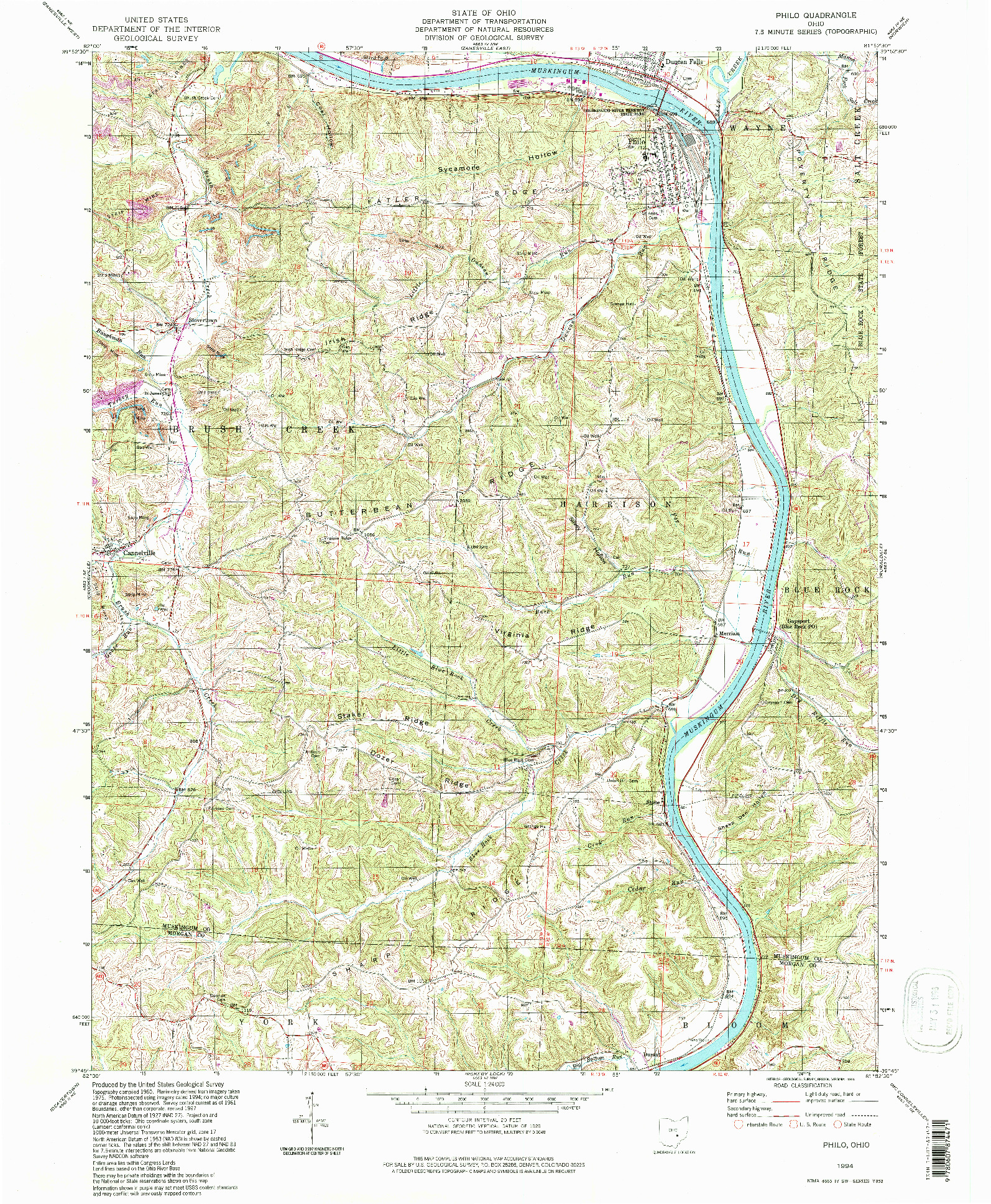 USGS 1:24000-SCALE QUADRANGLE FOR PHILO, OH 1994