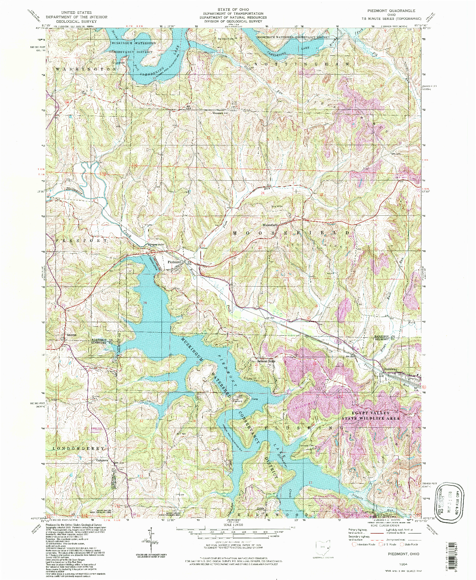 USGS 1:24000-SCALE QUADRANGLE FOR PIEDMONT, OH 1994