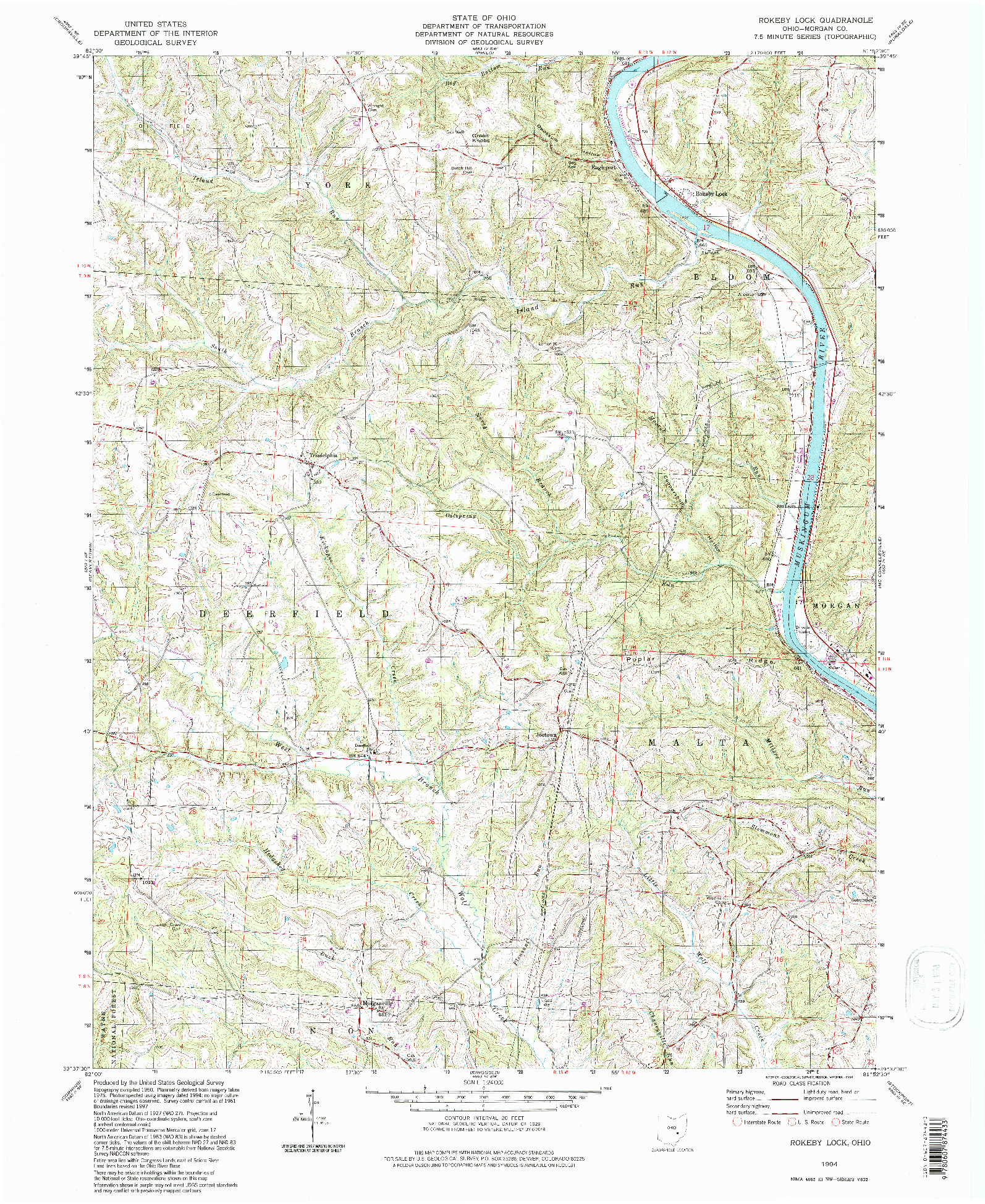 USGS 1:24000-SCALE QUADRANGLE FOR ROKEBY LOCK, OH 1994