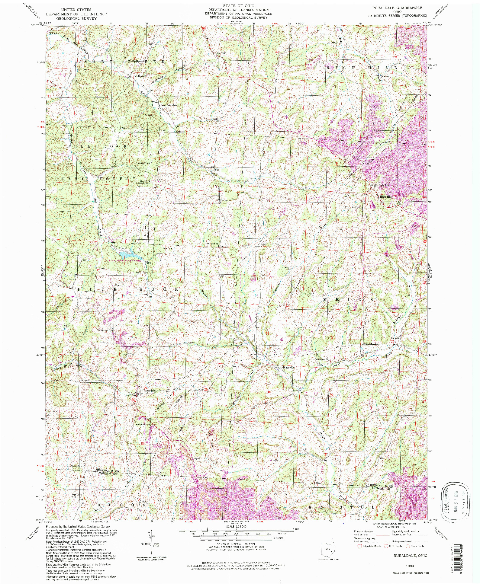 USGS 1:24000-SCALE QUADRANGLE FOR RURALDALE, OH 1994