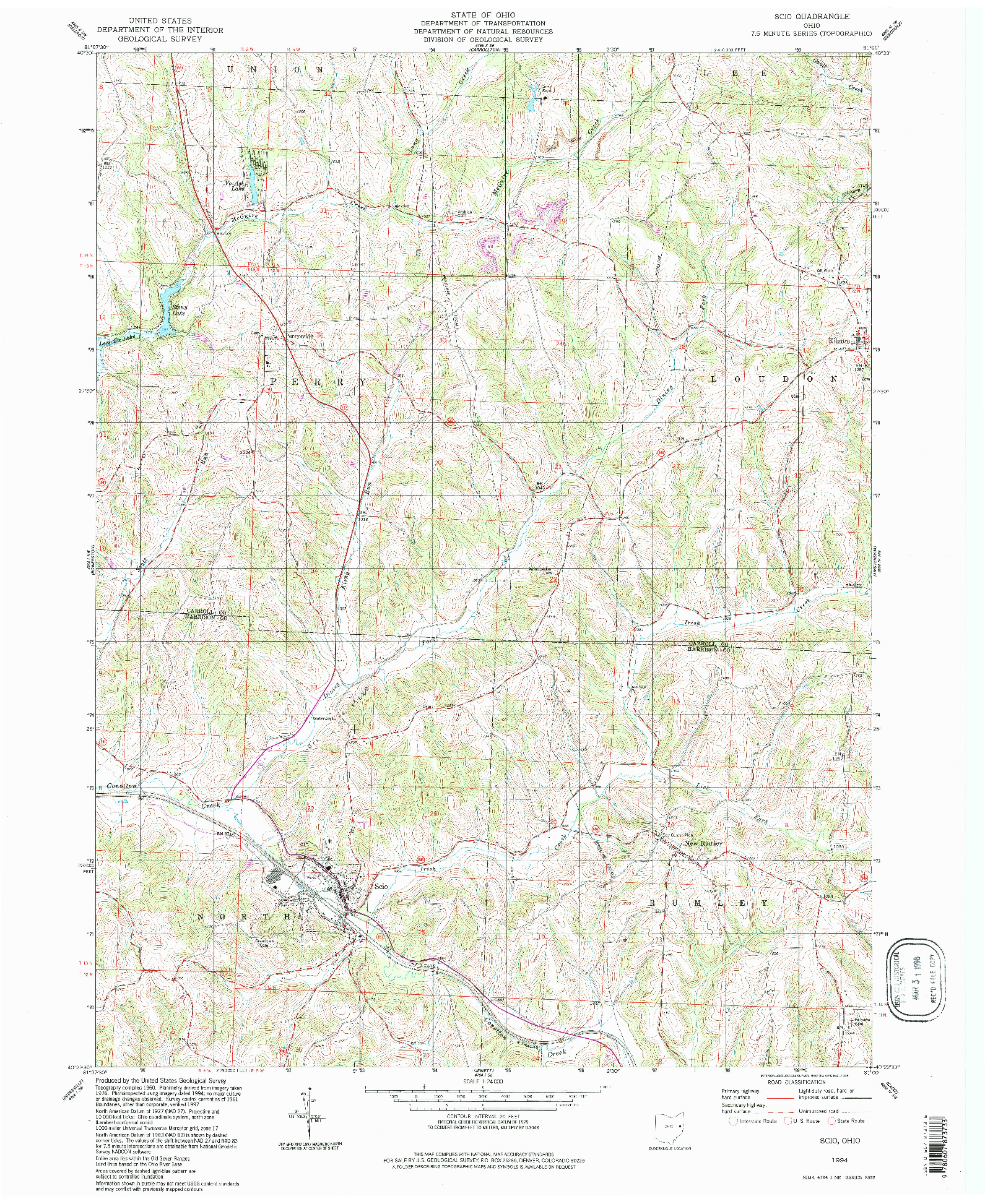 USGS 1:24000-SCALE QUADRANGLE FOR SCIO, OH 1994