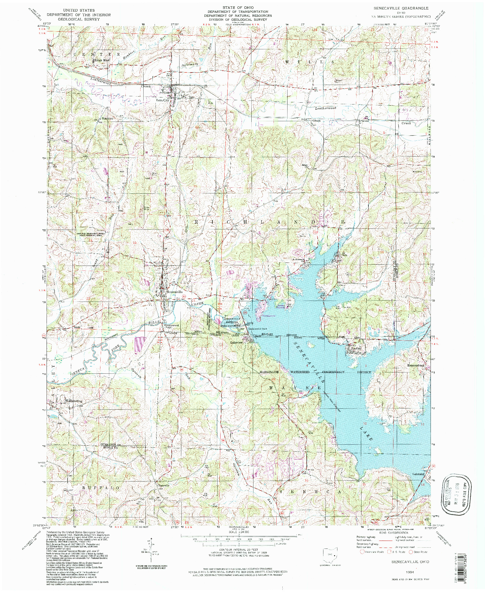 USGS 1:24000-SCALE QUADRANGLE FOR SENECAVILLE, OH 1994