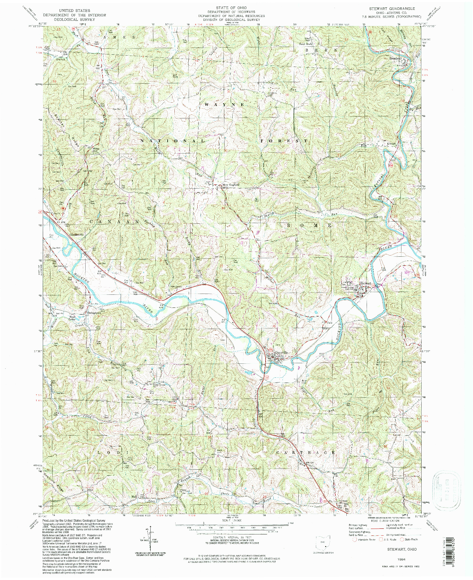 USGS 1:24000-SCALE QUADRANGLE FOR STEWART, OH 1994