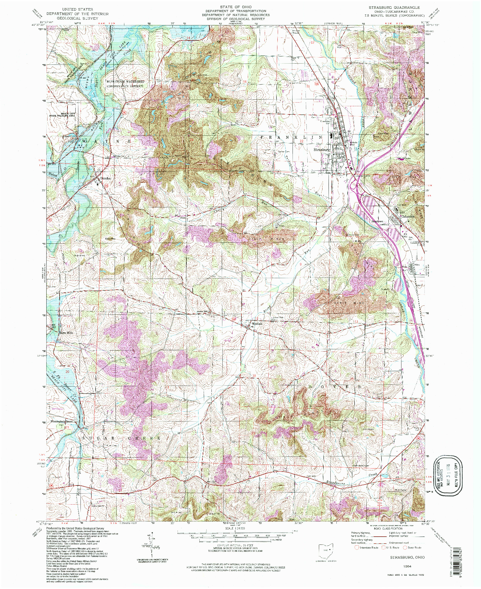 USGS 1:24000-SCALE QUADRANGLE FOR STRASBURG, OH 1994