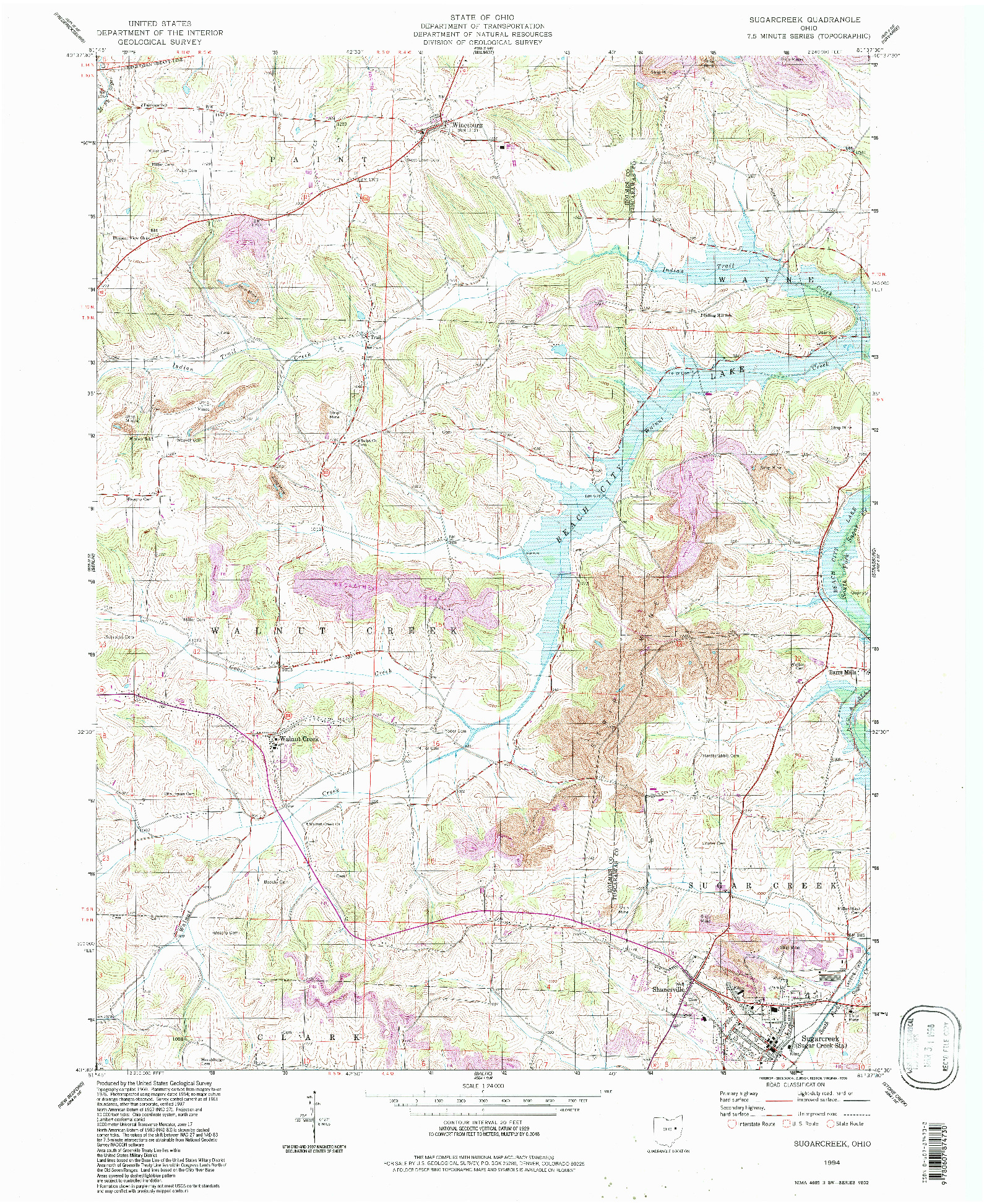 USGS 1:24000-SCALE QUADRANGLE FOR SUGARCREEK, OH 1994