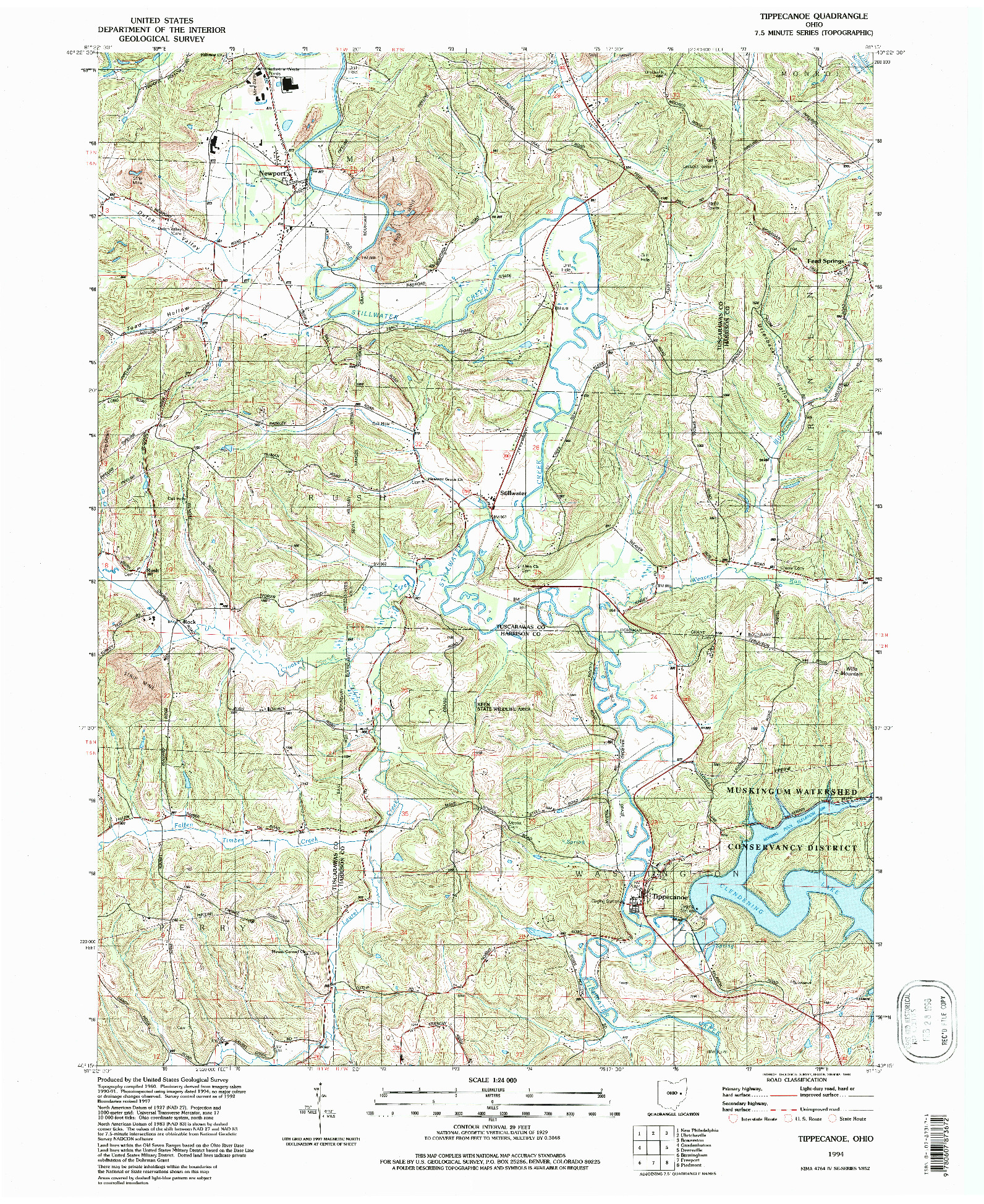 USGS 1:24000-SCALE QUADRANGLE FOR TIPPECANOE, OH 1994