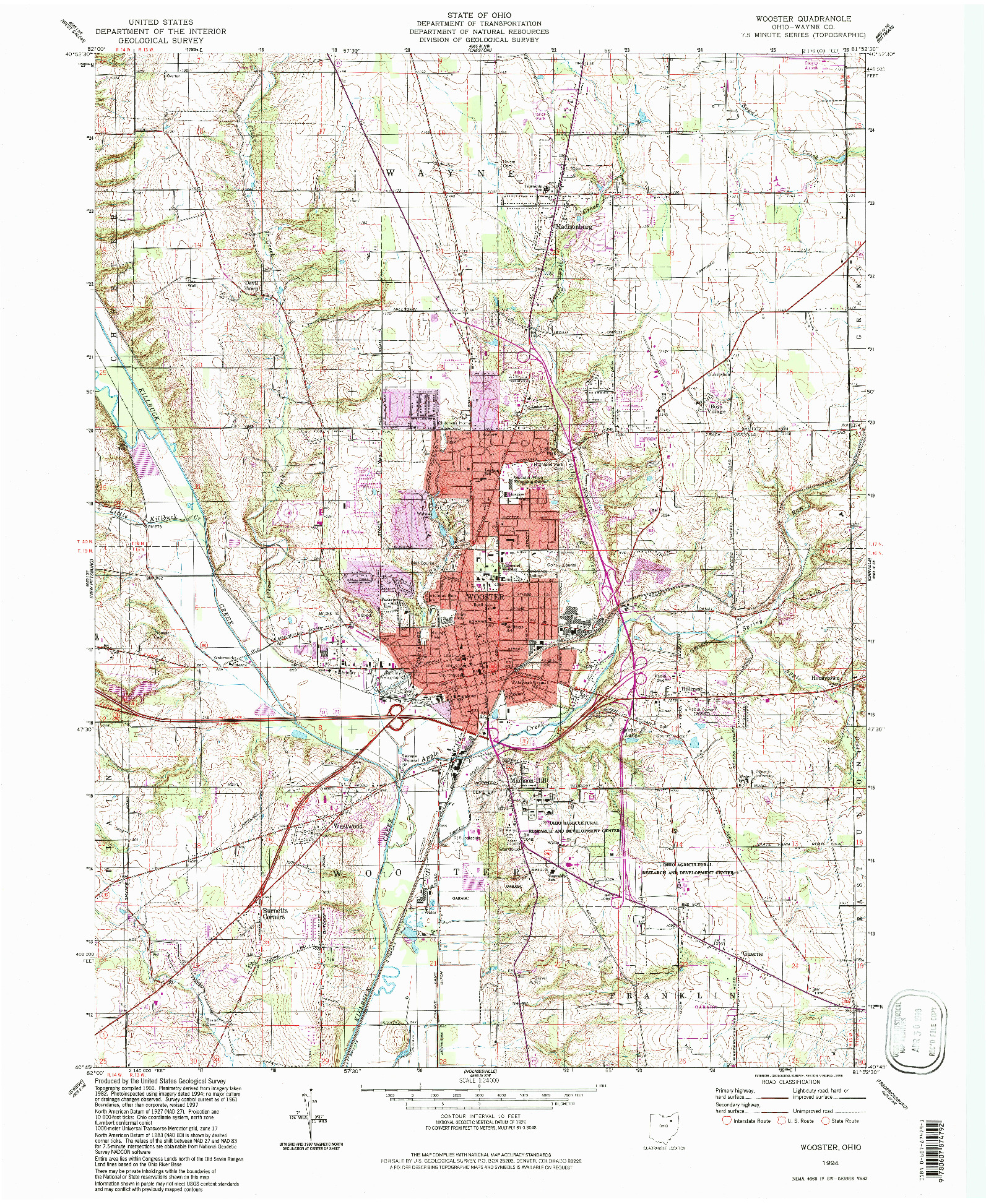 USGS 1:24000-SCALE QUADRANGLE FOR WOOSTER, OH 1994