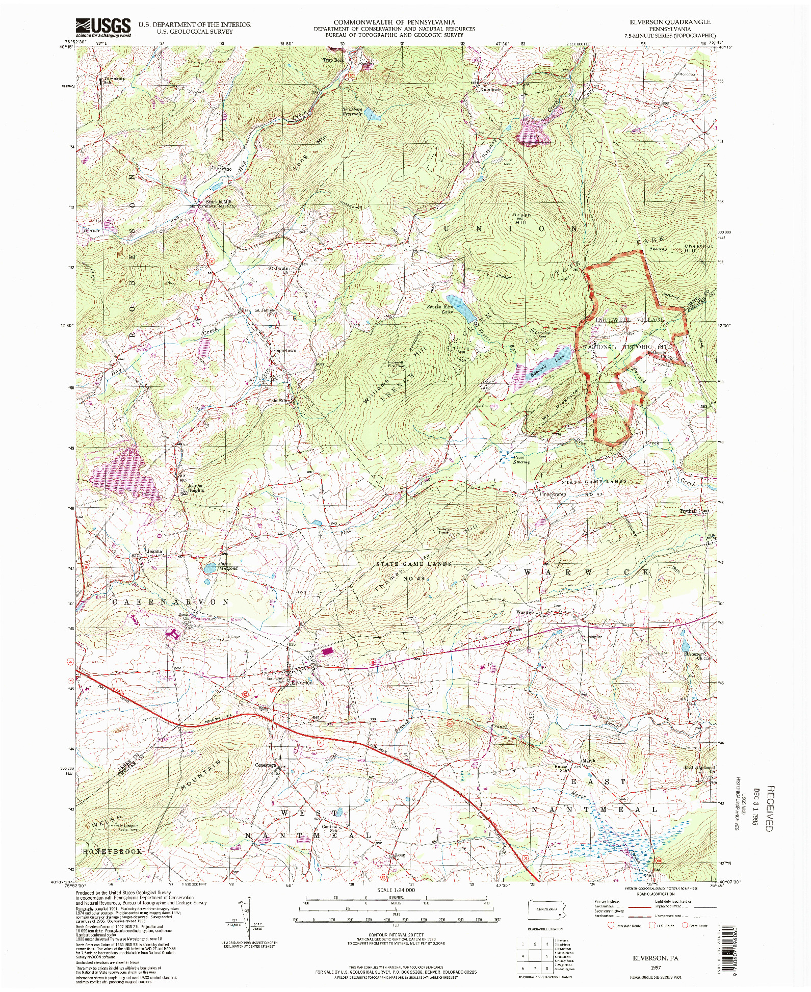 USGS 1:24000-SCALE QUADRANGLE FOR ELVERSON, PA 1997