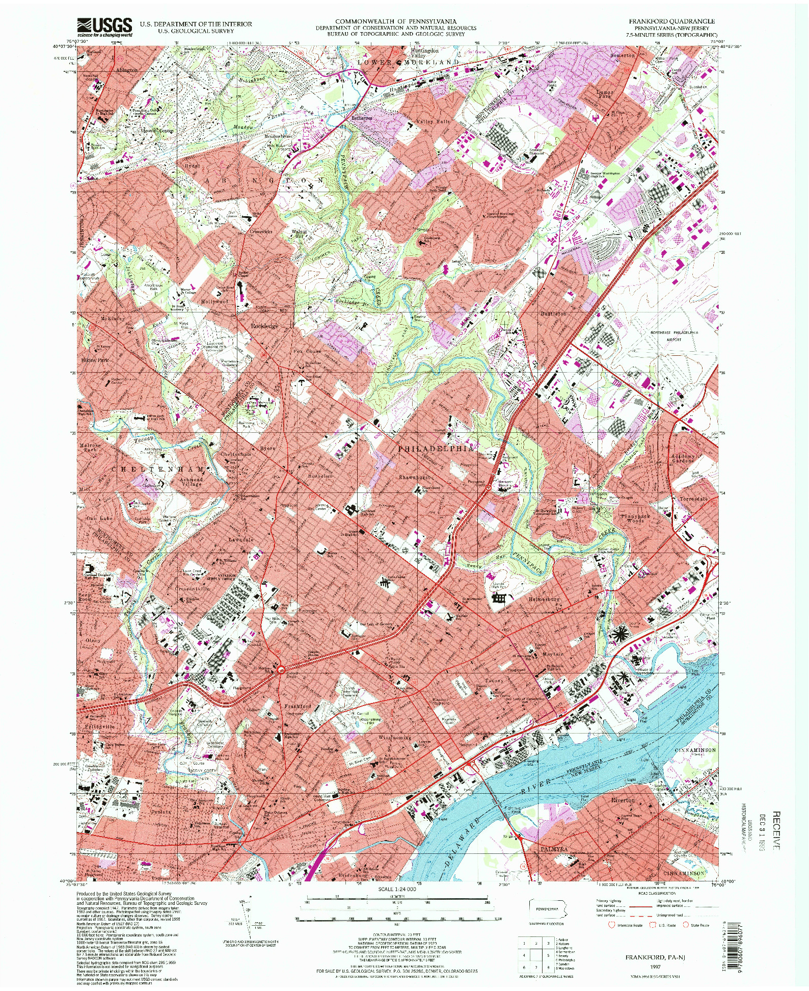 USGS 1:24000-SCALE QUADRANGLE FOR FRANKFORD, PA 1997