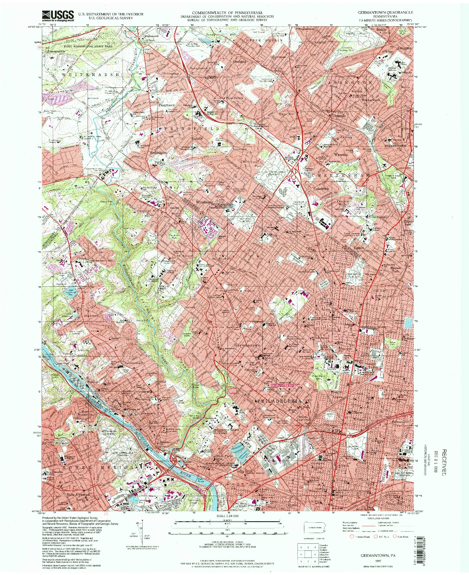 USGS 1:24000-SCALE QUADRANGLE FOR GERMANTOWN, PA 1997