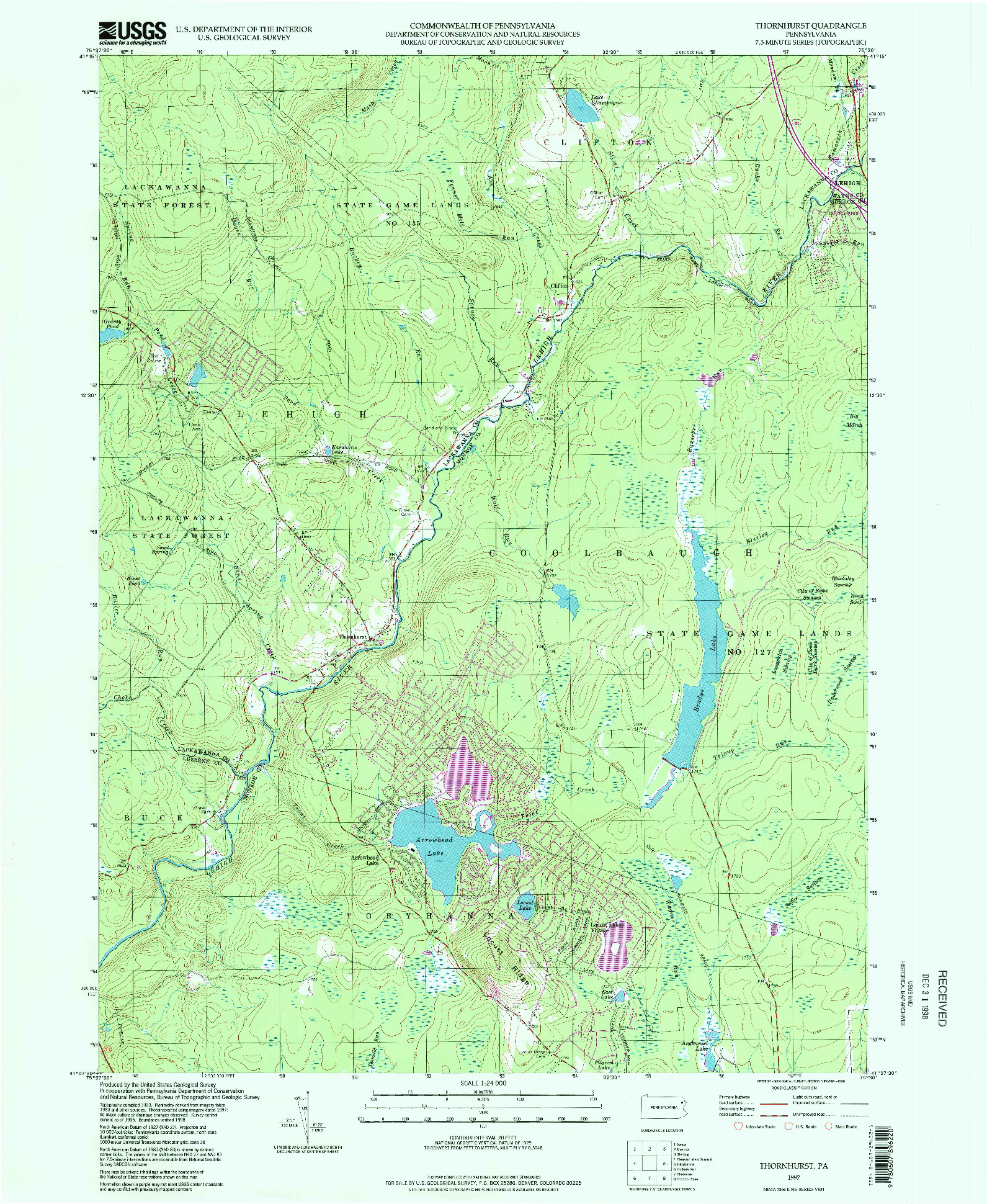 USGS 1:24000-SCALE QUADRANGLE FOR THORNHURST, PA 1997