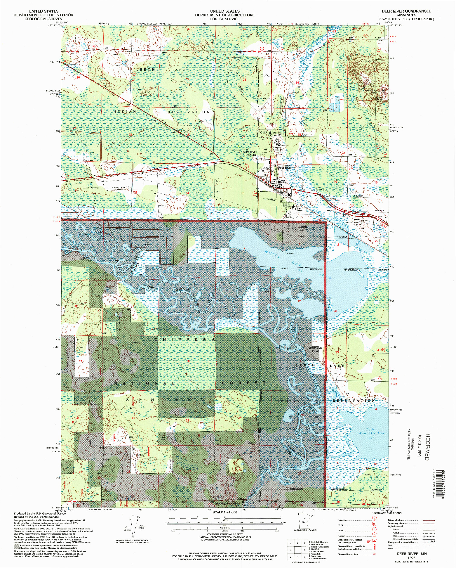 USGS 1:24000-SCALE QUADRANGLE FOR DEER RIVER, MN 1996