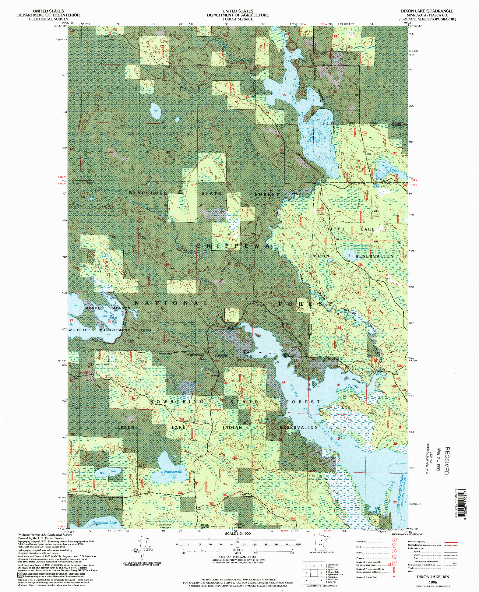 USGS 1:24000-SCALE QUADRANGLE FOR DIXON LAKE, MN 1996